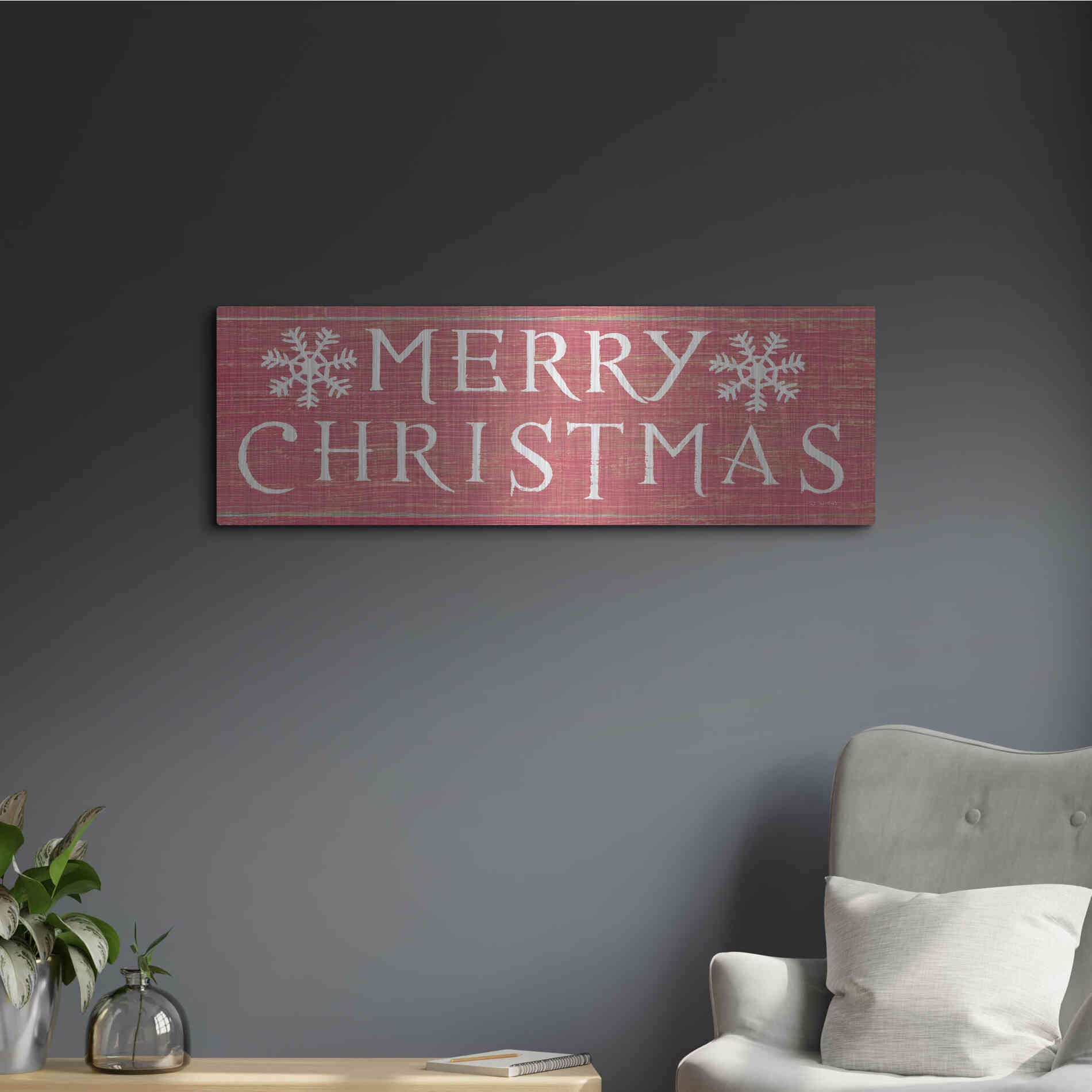 Luxe Metal Art 'Christmas Affinity III Red' by James Wiens, Metal Wall Art,36x12