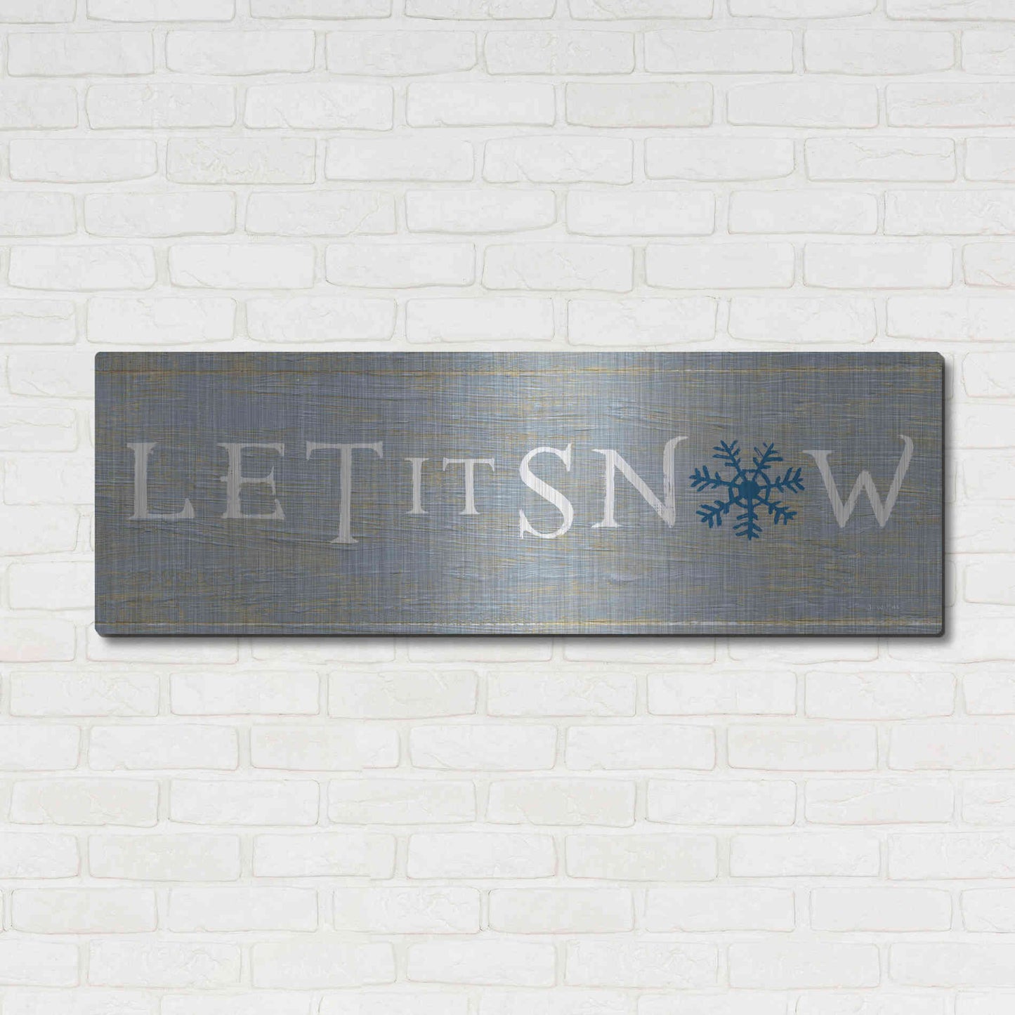 Luxe Metal Art 'Christmas Affinity I Grey' by James Wiens, Metal Wall Art,48x16