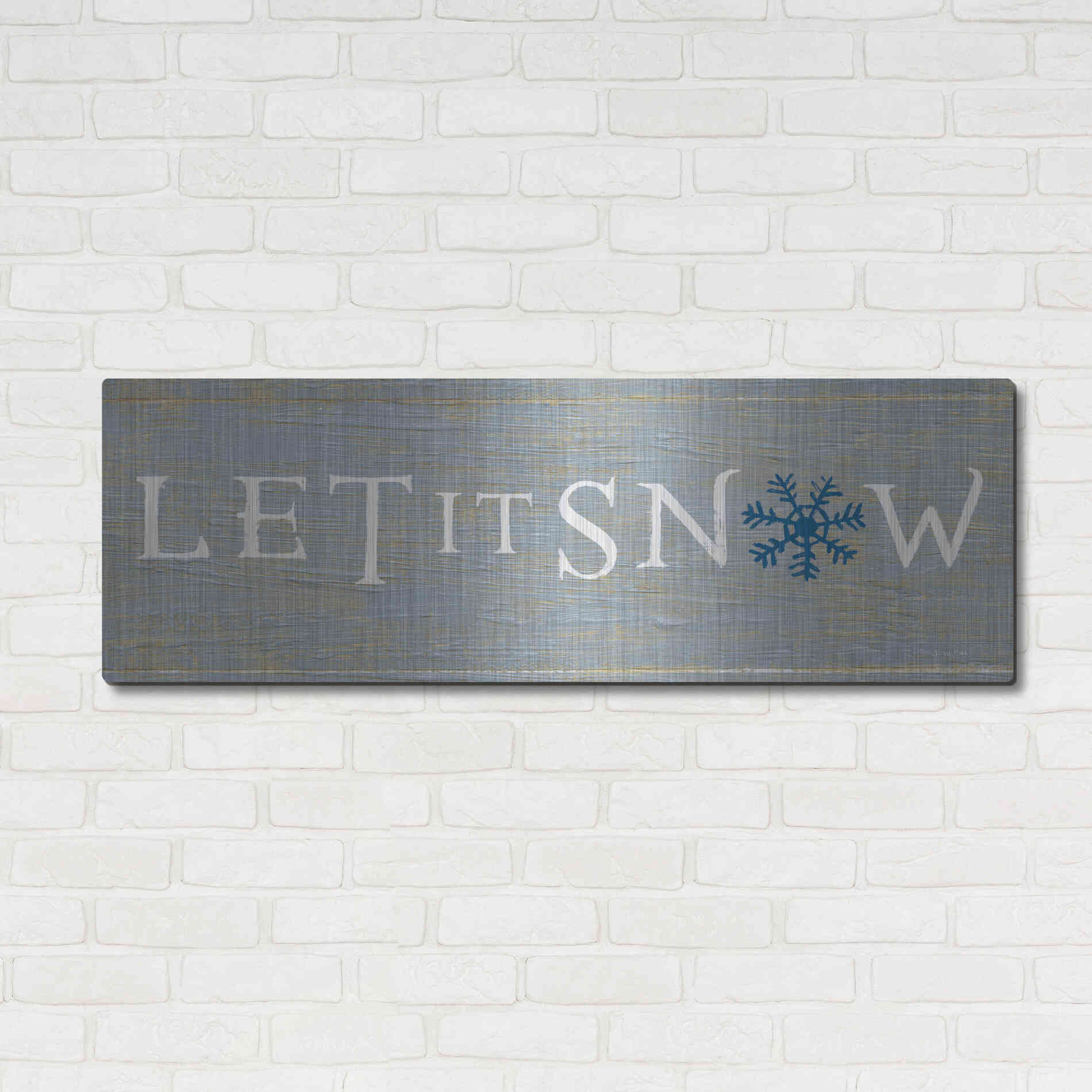 Luxe Metal Art 'Christmas Affinity I Grey' by James Wiens, Metal Wall Art,48x16