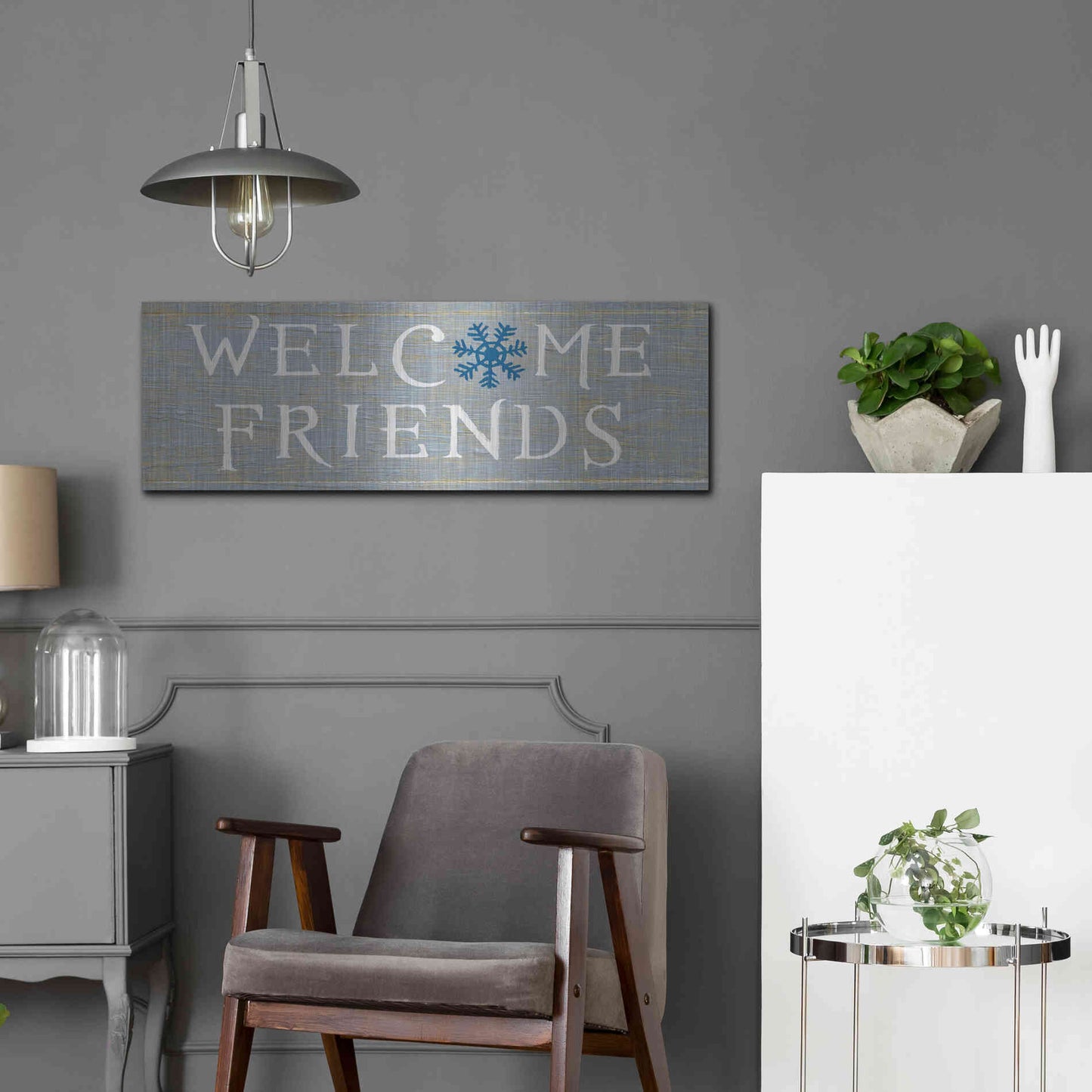 Luxe Metal Art 'Christmas Affinity II Grey' by James Wiens, Metal Wall Art,36x12