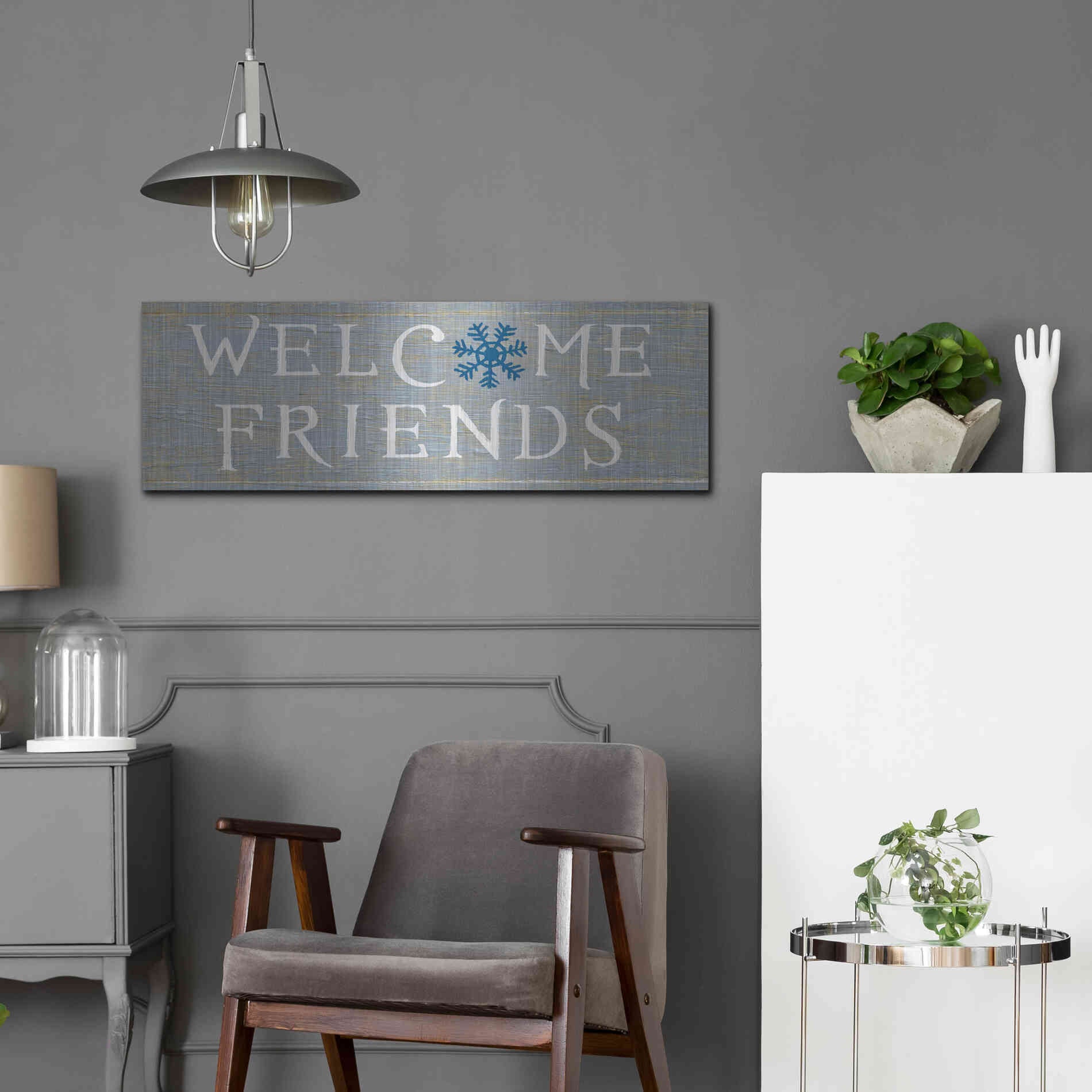 Luxe Metal Art 'Christmas Affinity II Grey' by James Wiens, Metal Wall Art,36x12