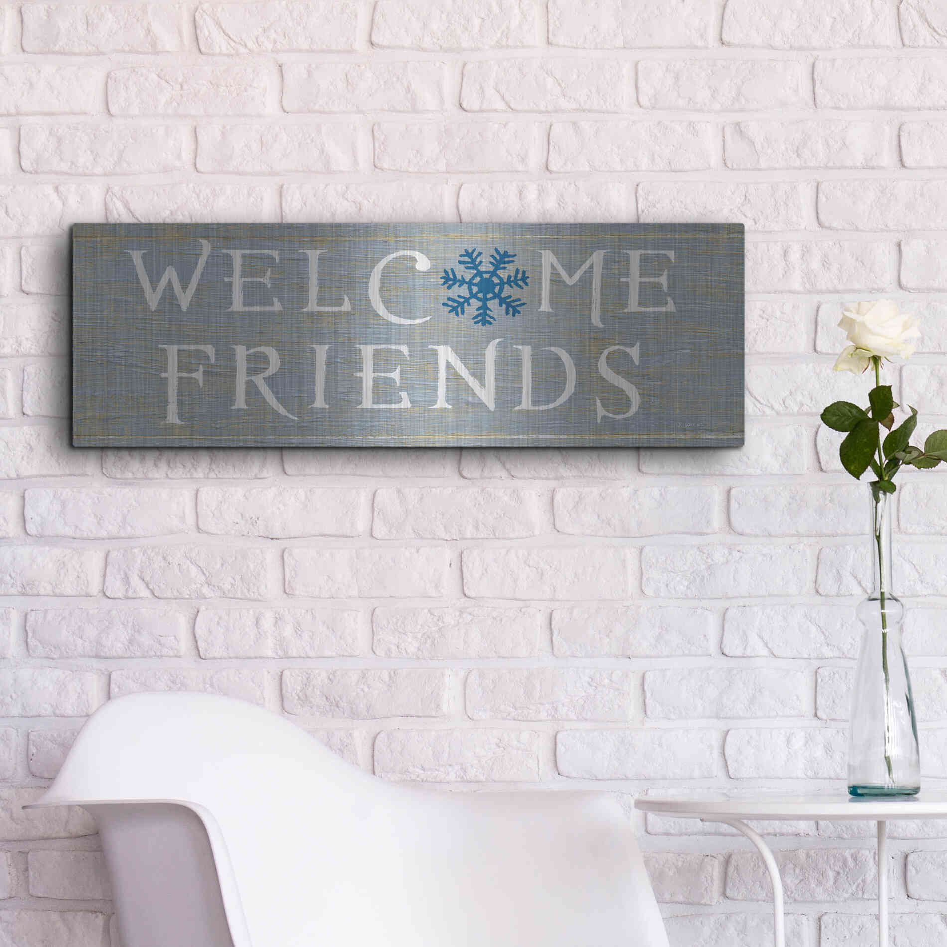 Luxe Metal Art 'Christmas Affinity II Grey' by James Wiens, Metal Wall Art,36x12