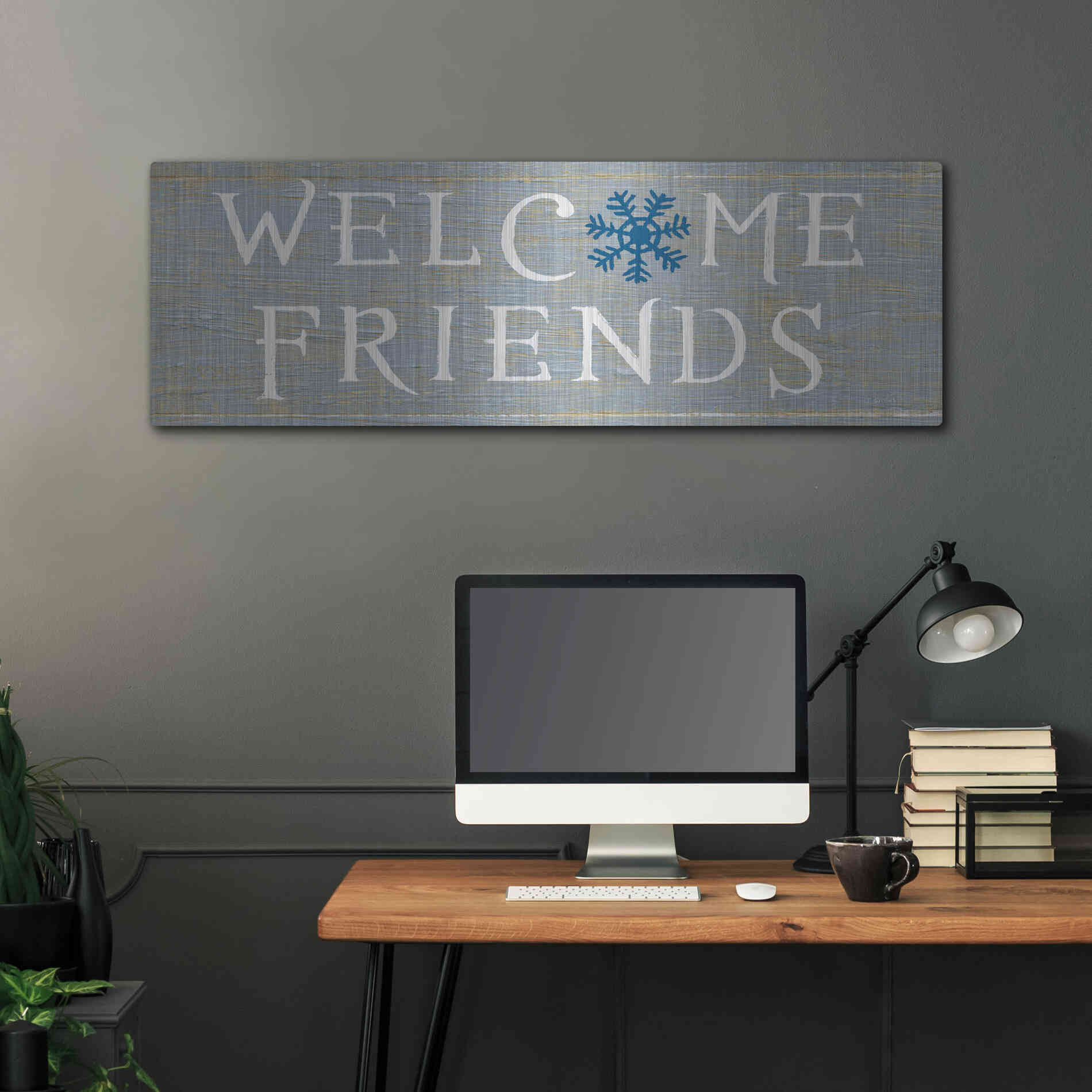 Luxe Metal Art 'Christmas Affinity II Grey' by James Wiens, Metal Wall Art,48x16