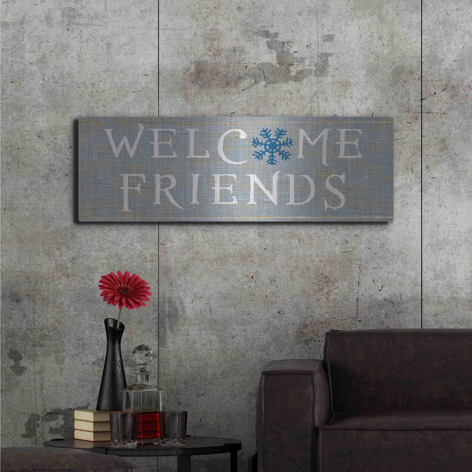 Luxe Metal Art 'Christmas Affinity II Grey' by James Wiens, Metal Wall Art,48x16