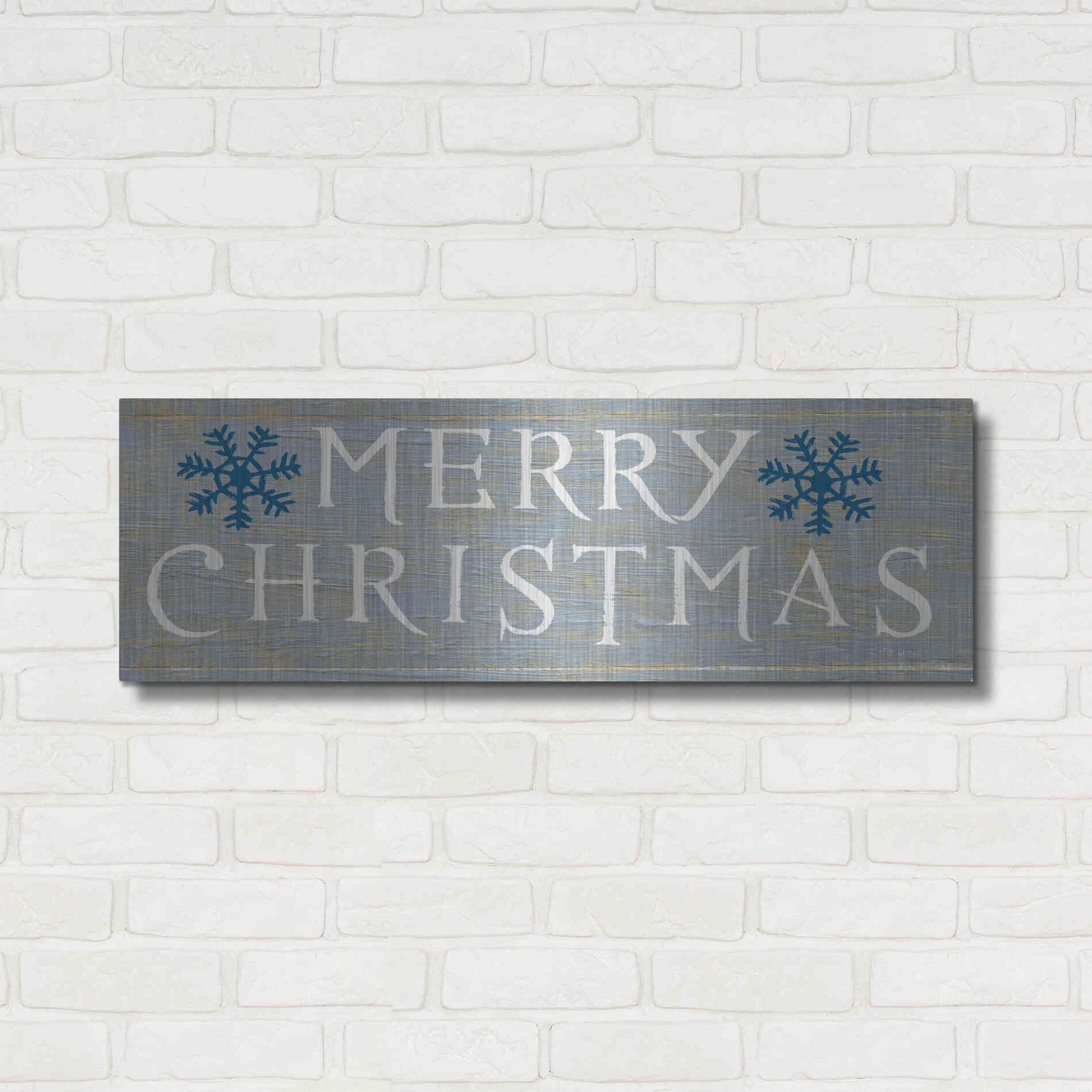 Luxe Metal Art 'Christmas Affinity III Grey' by James Wiens, Metal Wall Art,36x12