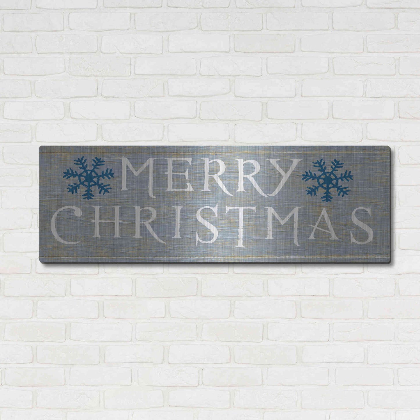 Luxe Metal Art 'Christmas Affinity III Grey' by James Wiens, Metal Wall Art,48x16