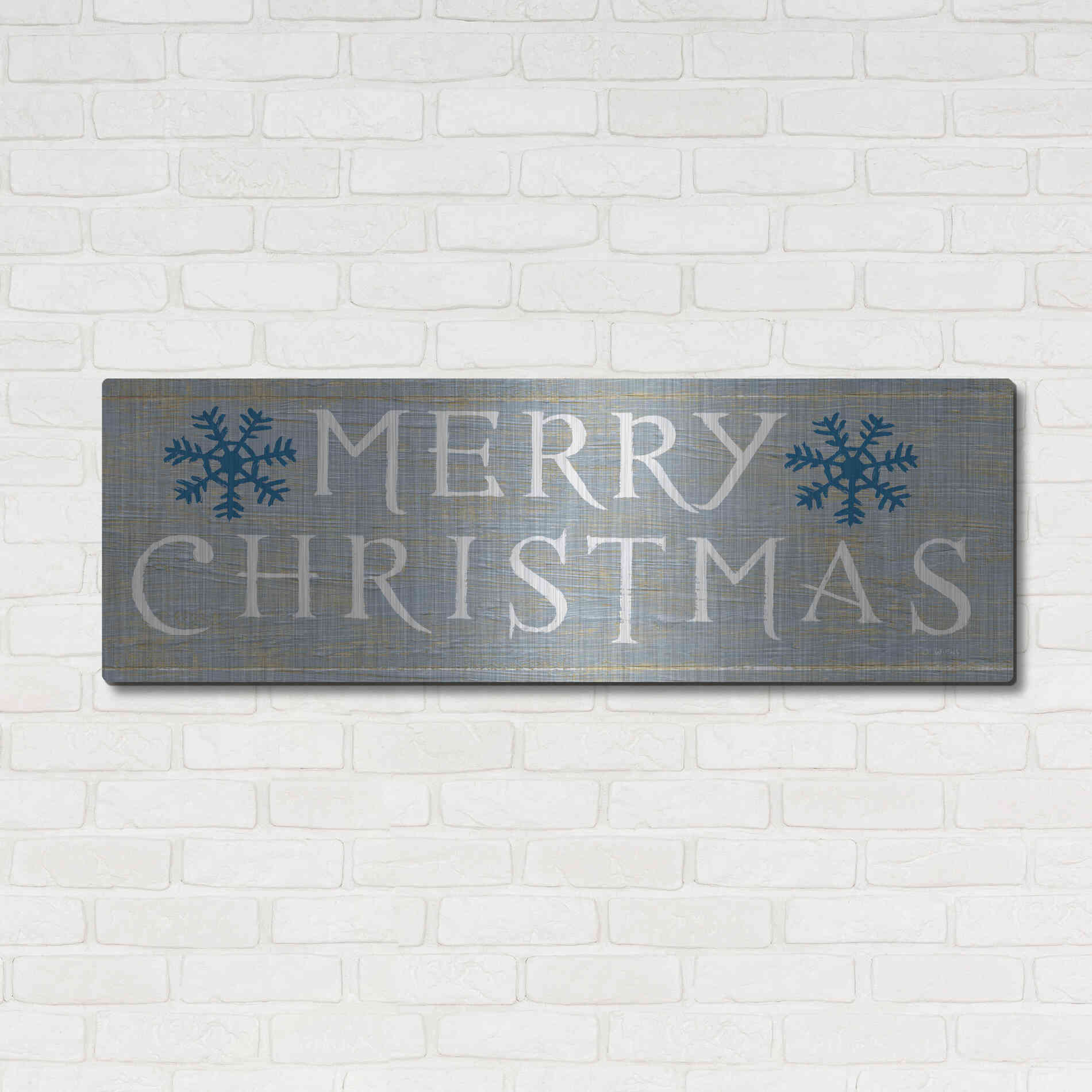 Luxe Metal Art 'Christmas Affinity III Grey' by James Wiens, Metal Wall Art,48x16