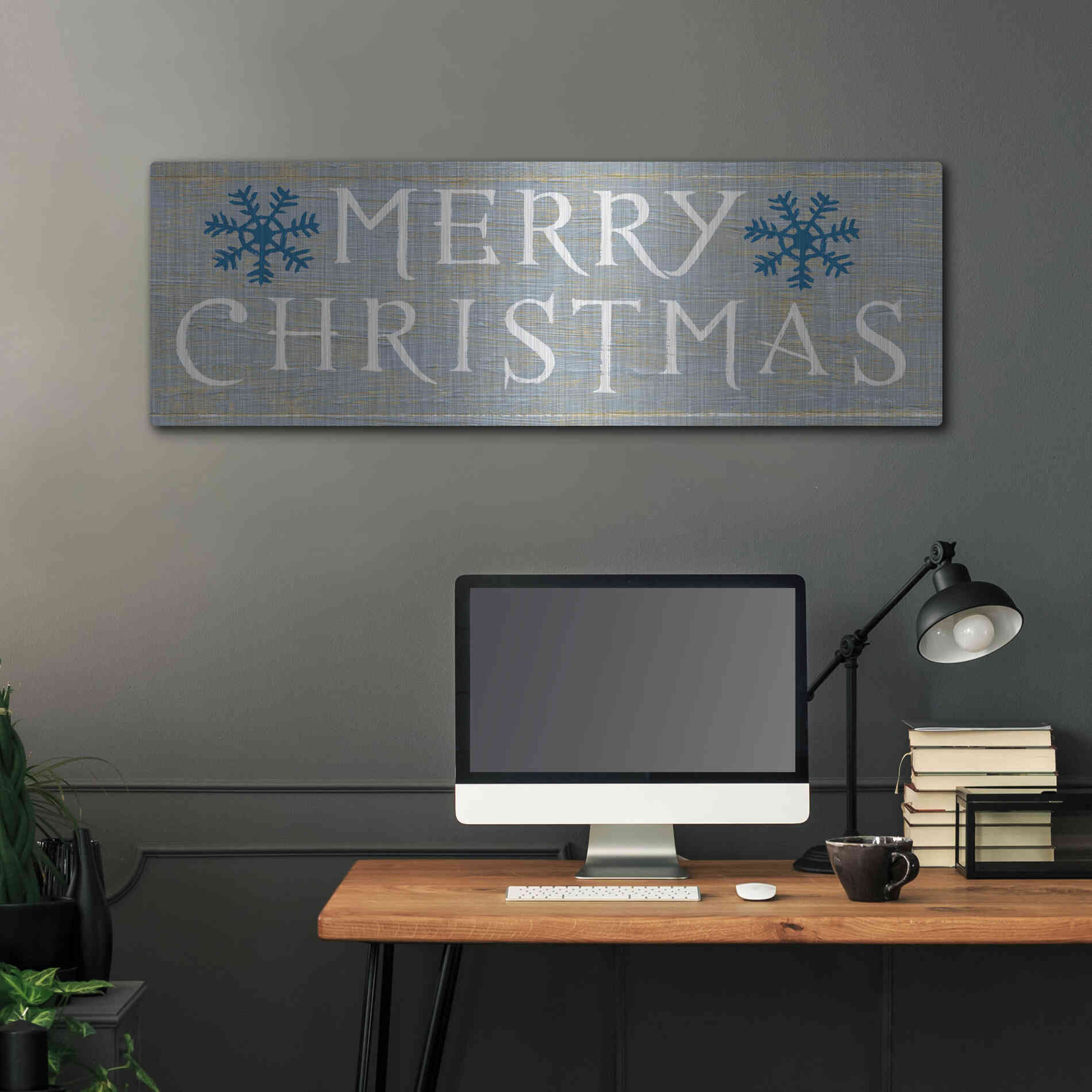 Luxe Metal Art 'Christmas Affinity III Grey' by James Wiens, Metal Wall Art,48x16