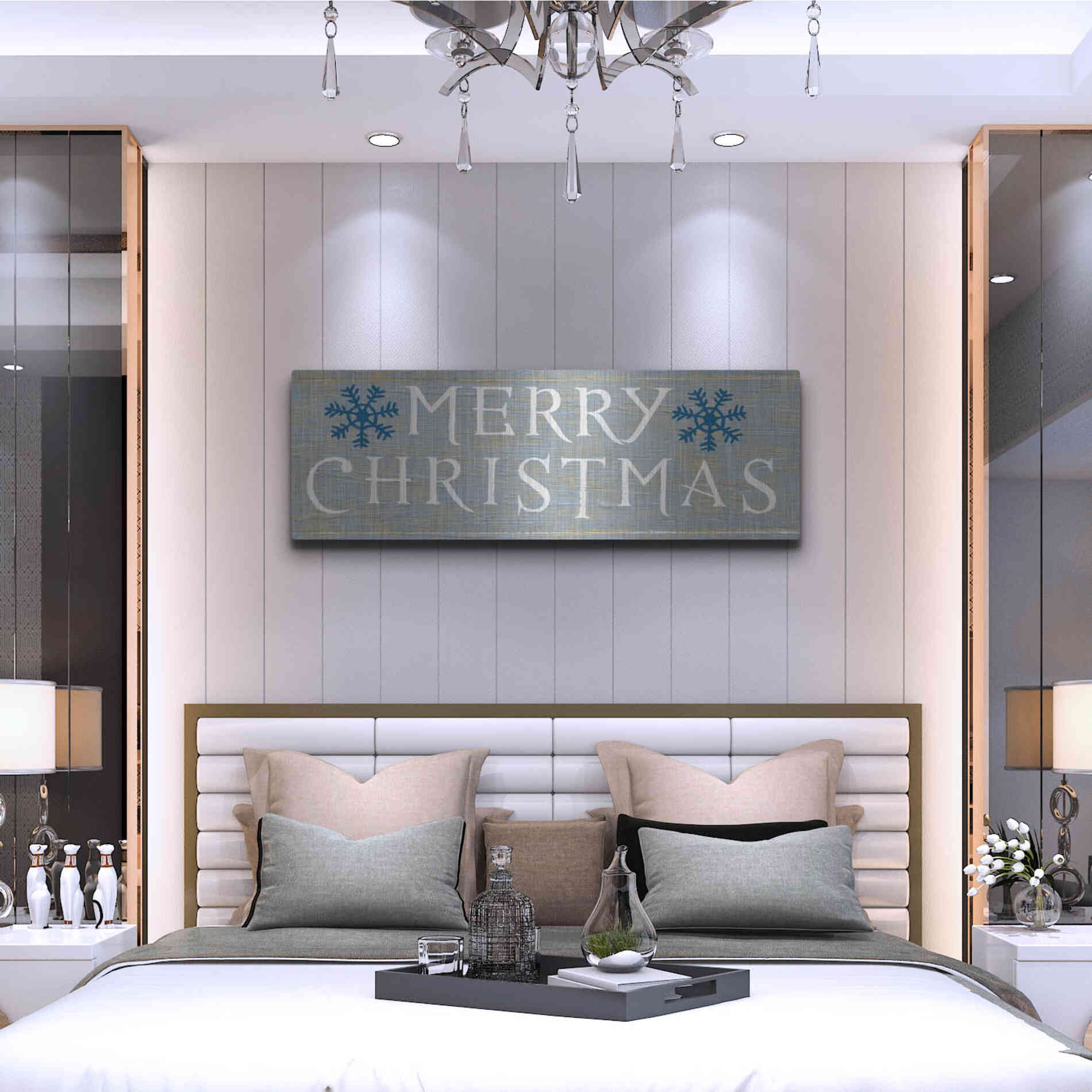 Luxe Metal Art 'Christmas Affinity III Grey' by James Wiens, Metal Wall Art,48x16