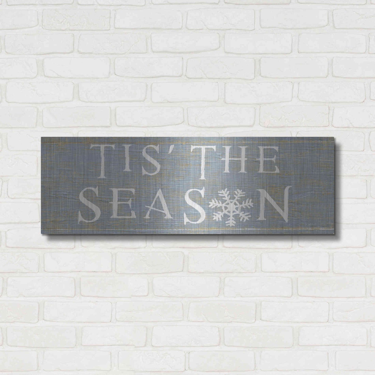 Luxe Metal Art 'Christmas Affinity IV Grey' by James Wiens, Metal Wall Art,36x12