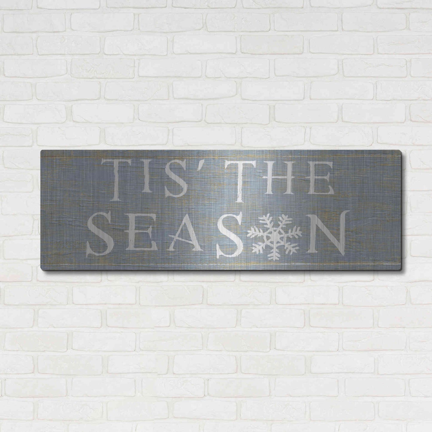 Luxe Metal Art 'Christmas Affinity IV Grey' by James Wiens, Metal Wall Art,48x16