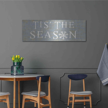 Luxe Metal Art 'Christmas Affinity IV Grey' by James Wiens, Metal Wall Art,48x16