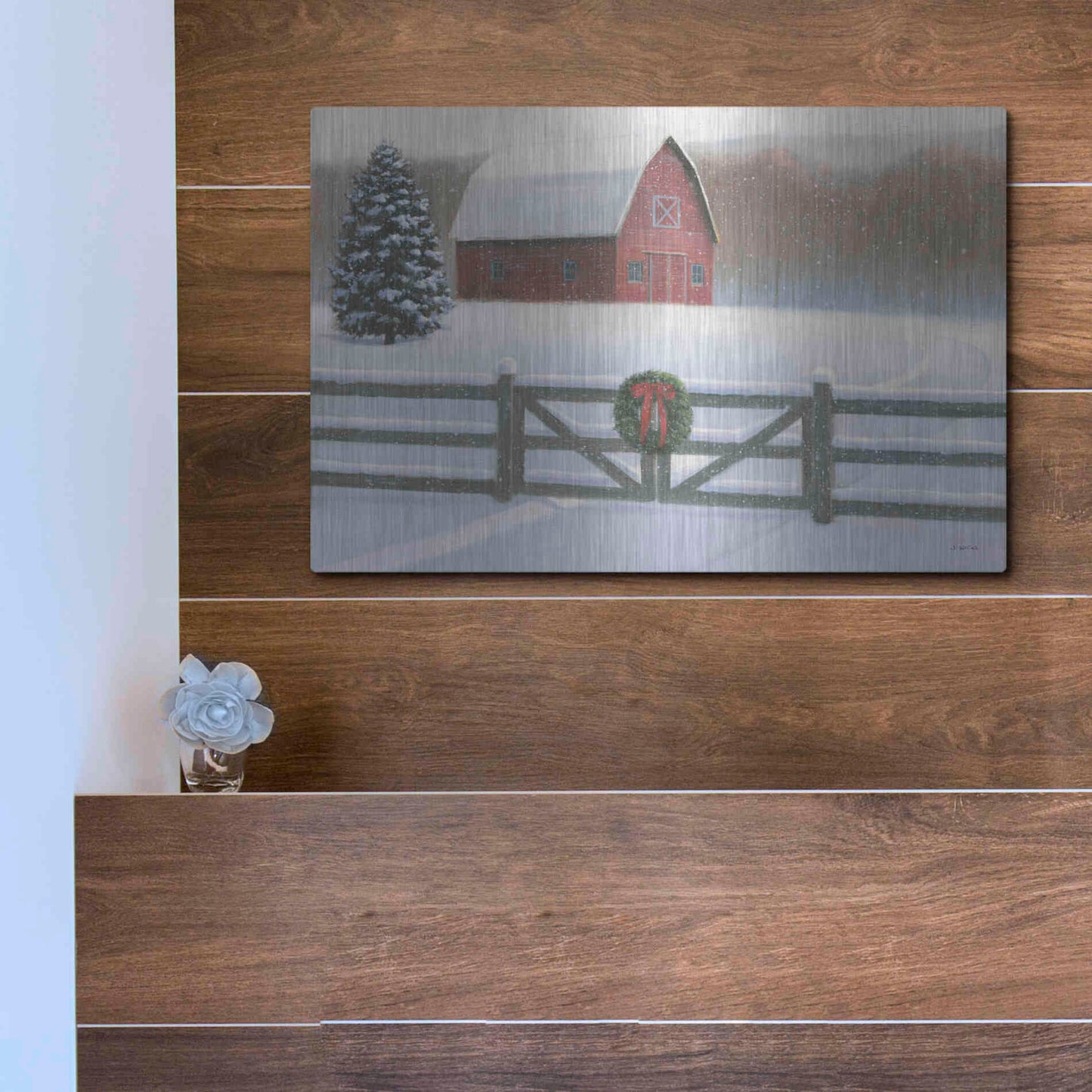 Luxe Metal Art 'Christmas Affinity VI' by James Wiens, Metal Wall Art,16x12