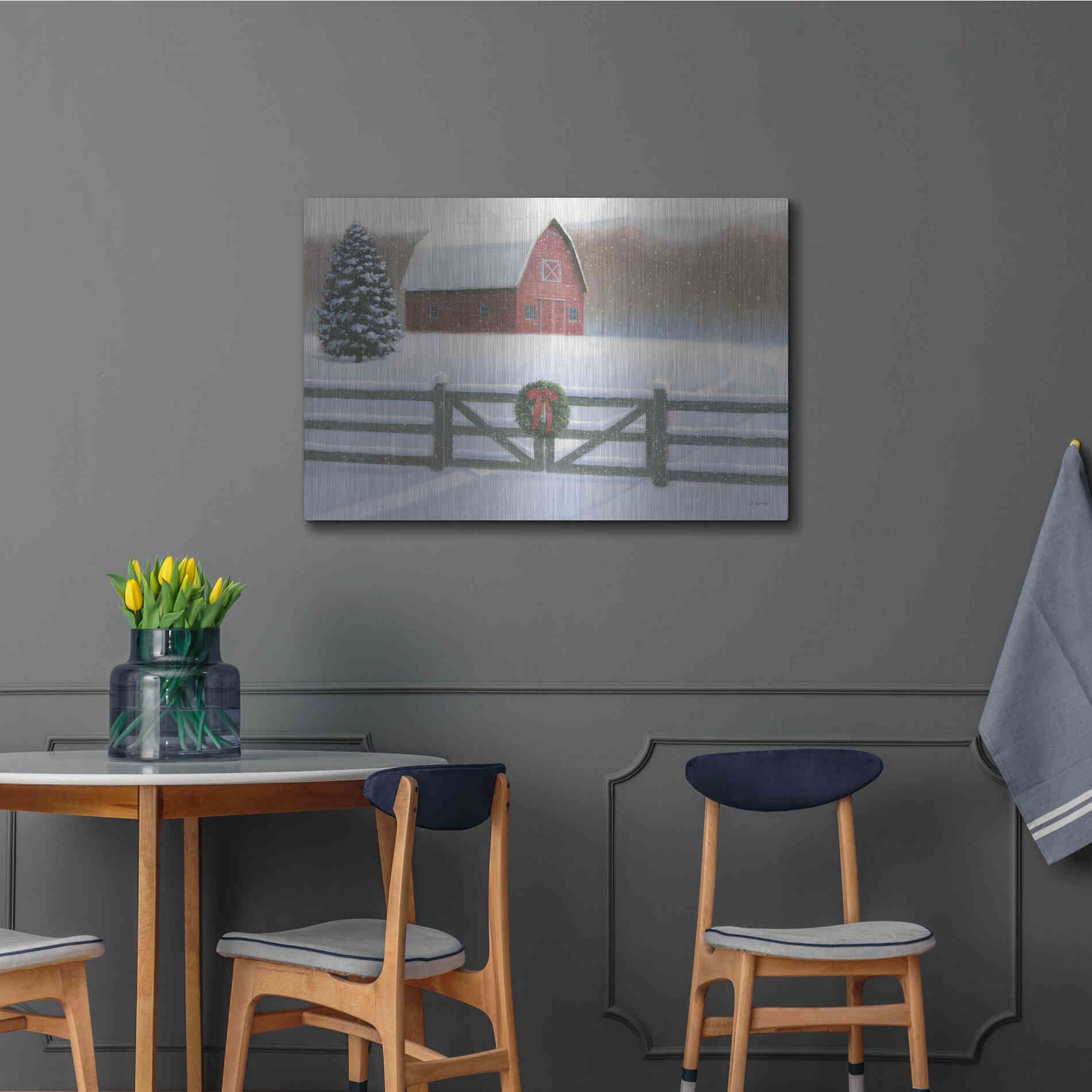 Luxe Metal Art 'Christmas Affinity VI' by James Wiens, Metal Wall Art,36x24