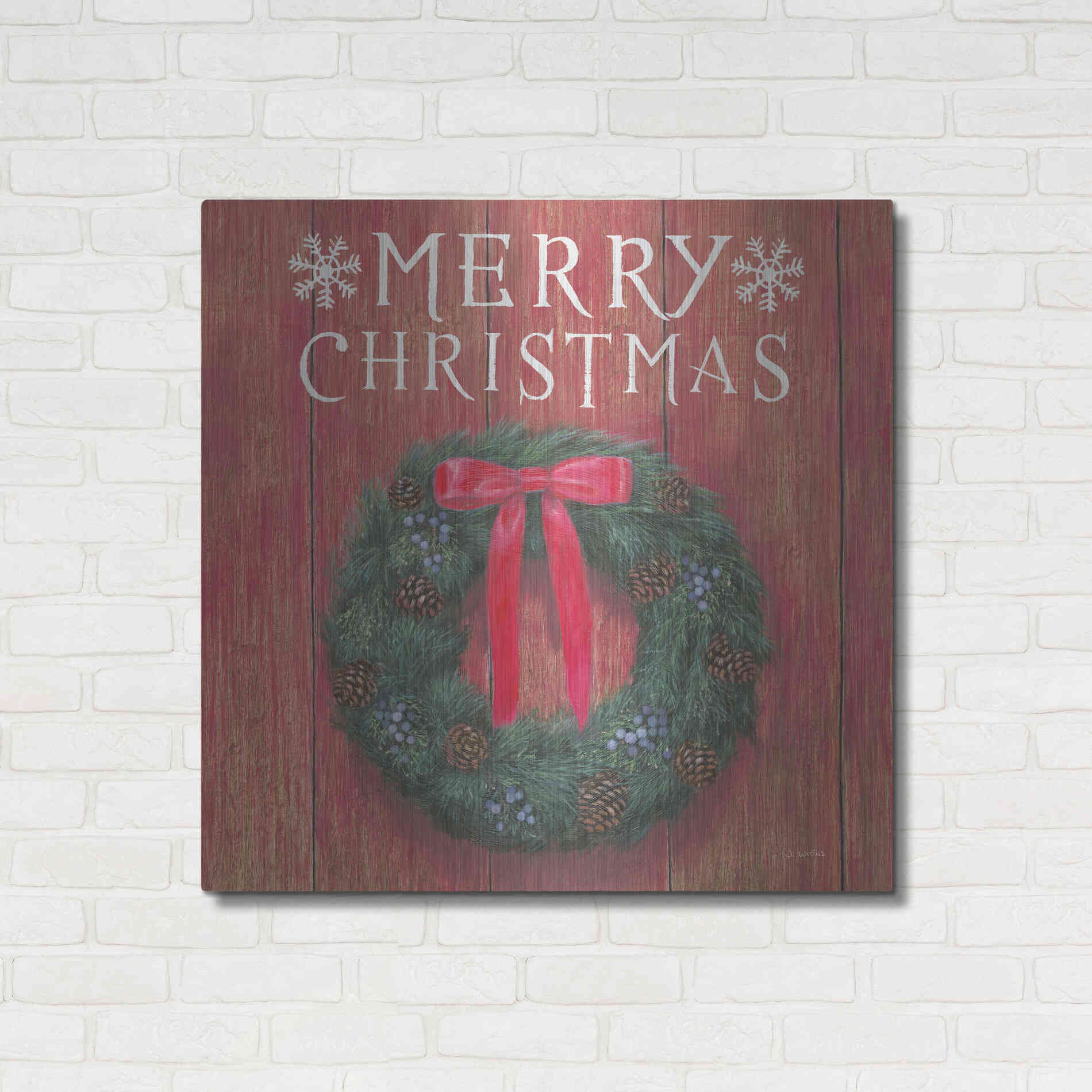 Luxe Metal Art 'Christmas Affinity VII' by James Wiens, Metal Wall Art,36x36