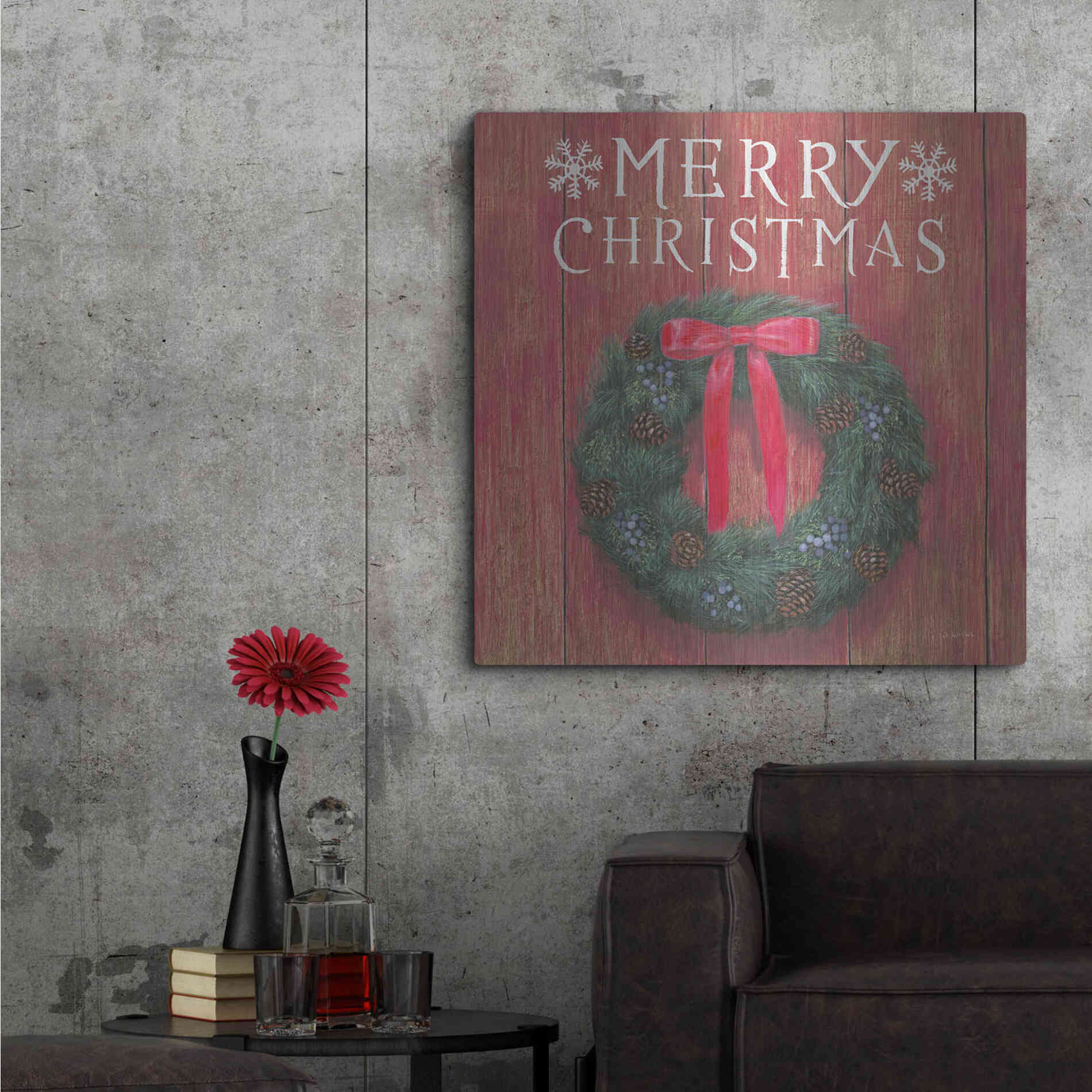 Luxe Metal Art 'Christmas Affinity VII' by James Wiens, Metal Wall Art,36x36