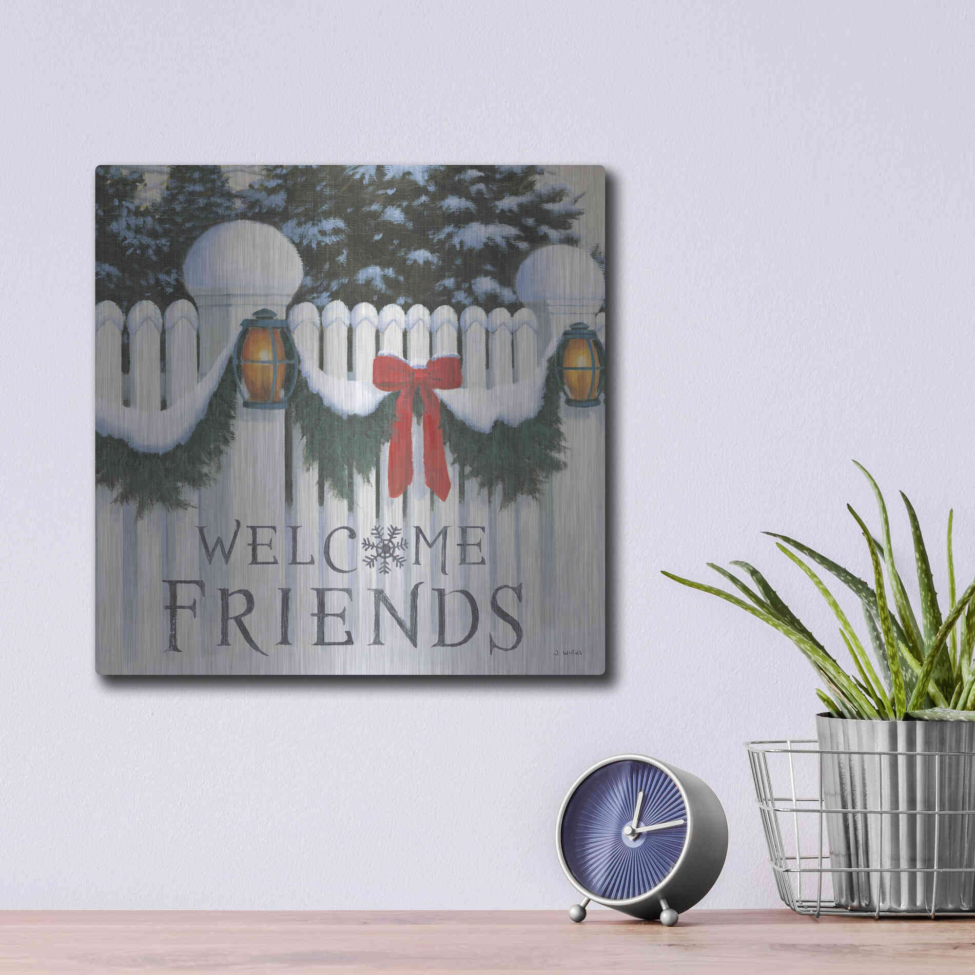 Luxe Metal Art 'Christmas Affinity VIII' by James Wiens, Metal Wall Art,12x12