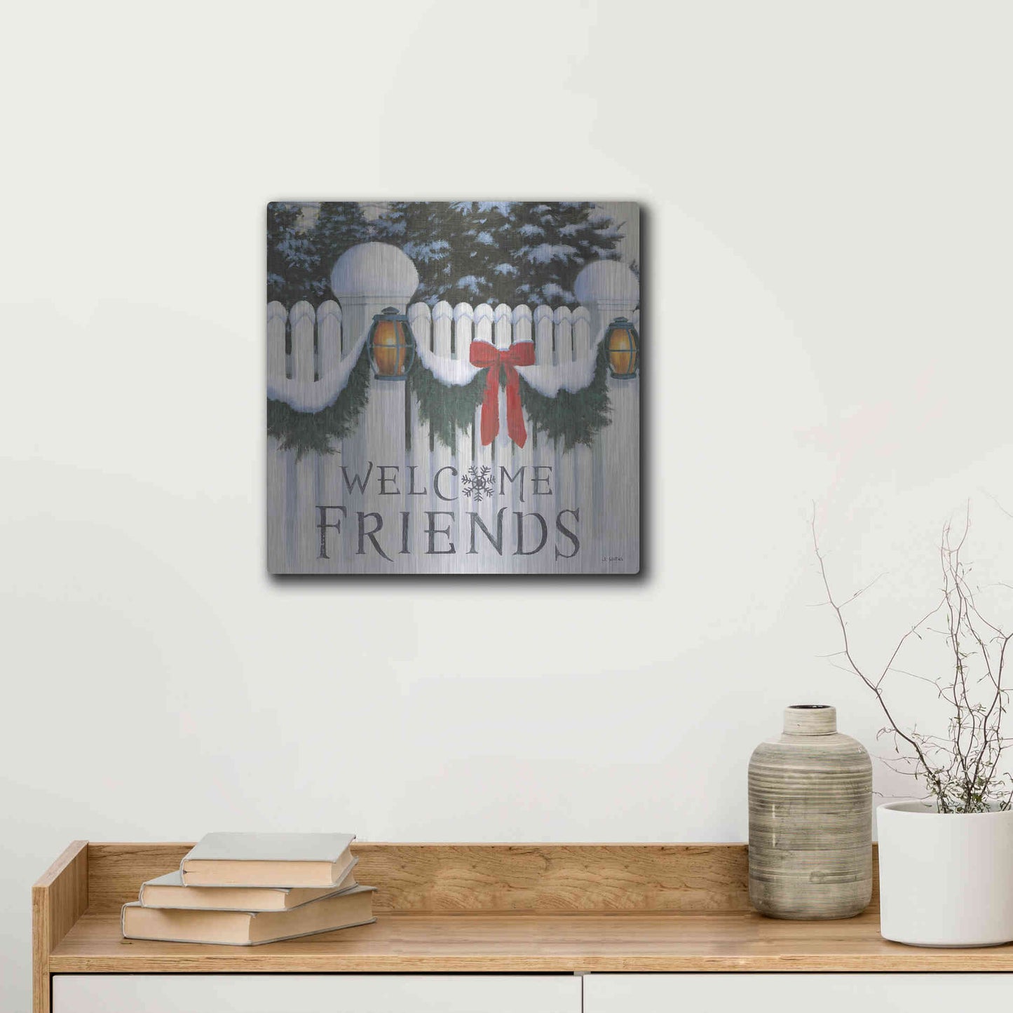 Luxe Metal Art 'Christmas Affinity VIII' by James Wiens, Metal Wall Art,12x12