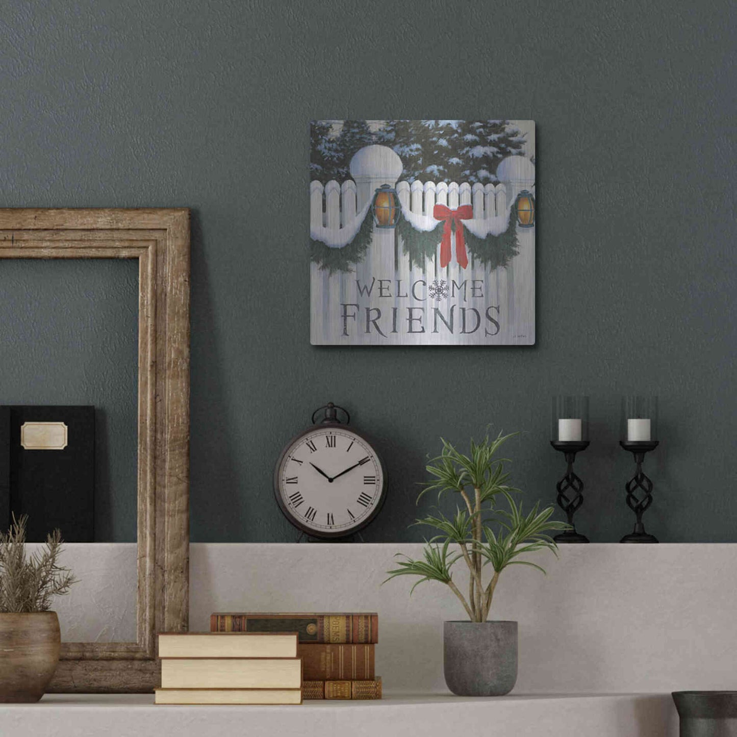 Luxe Metal Art 'Christmas Affinity VIII' by James Wiens, Metal Wall Art,12x12