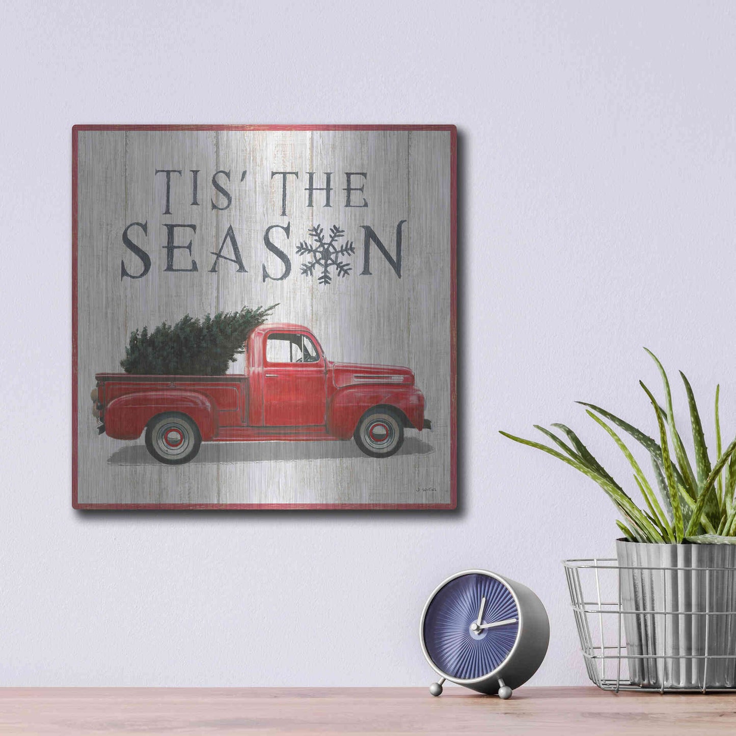 Luxe Metal Art 'Christmas Affinity XI' by James Wiens, Metal Wall Art,12x12