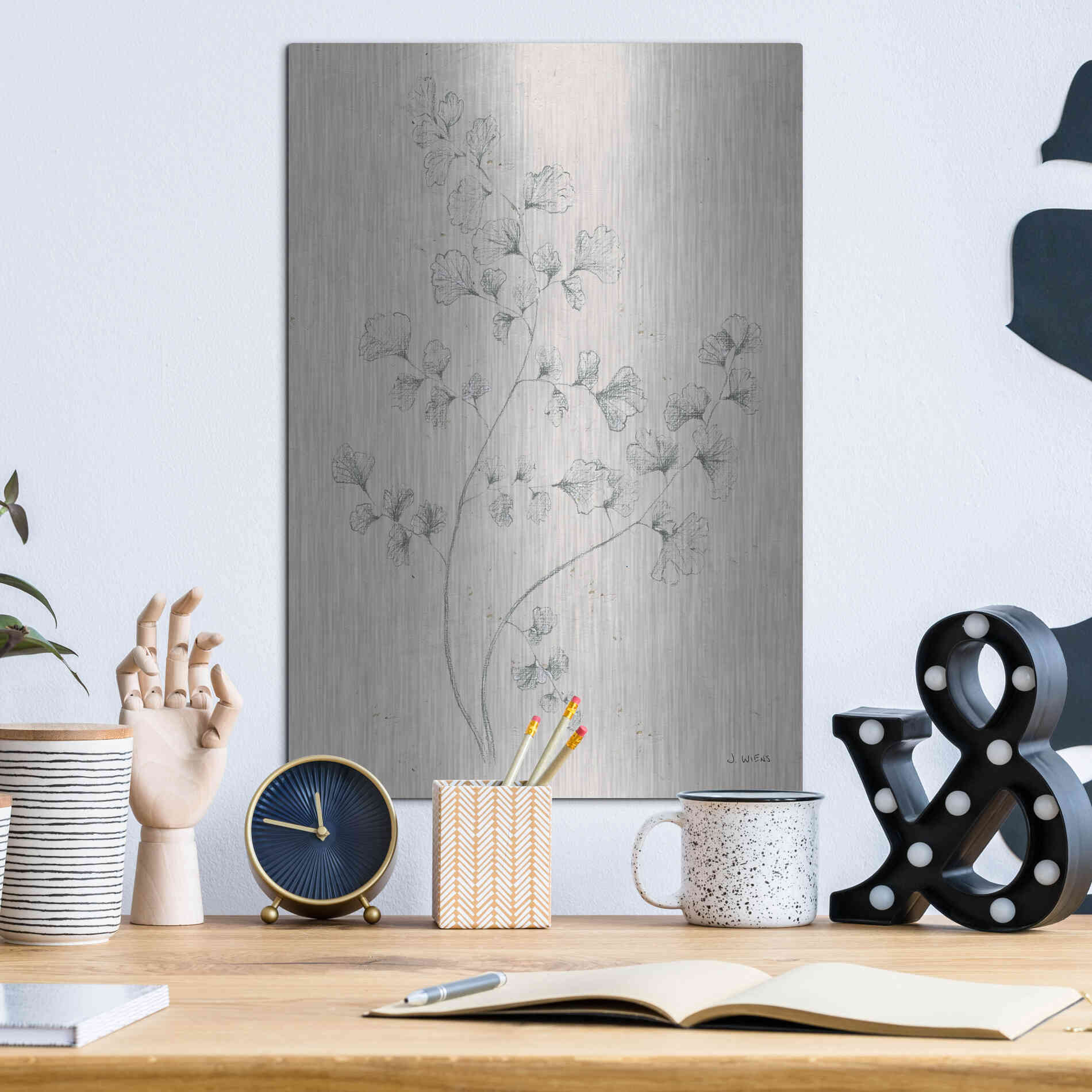 Luxe Metal Art 'Soft Summer Sketches IV' by James Wiens, Metal Wall Art,12x16
