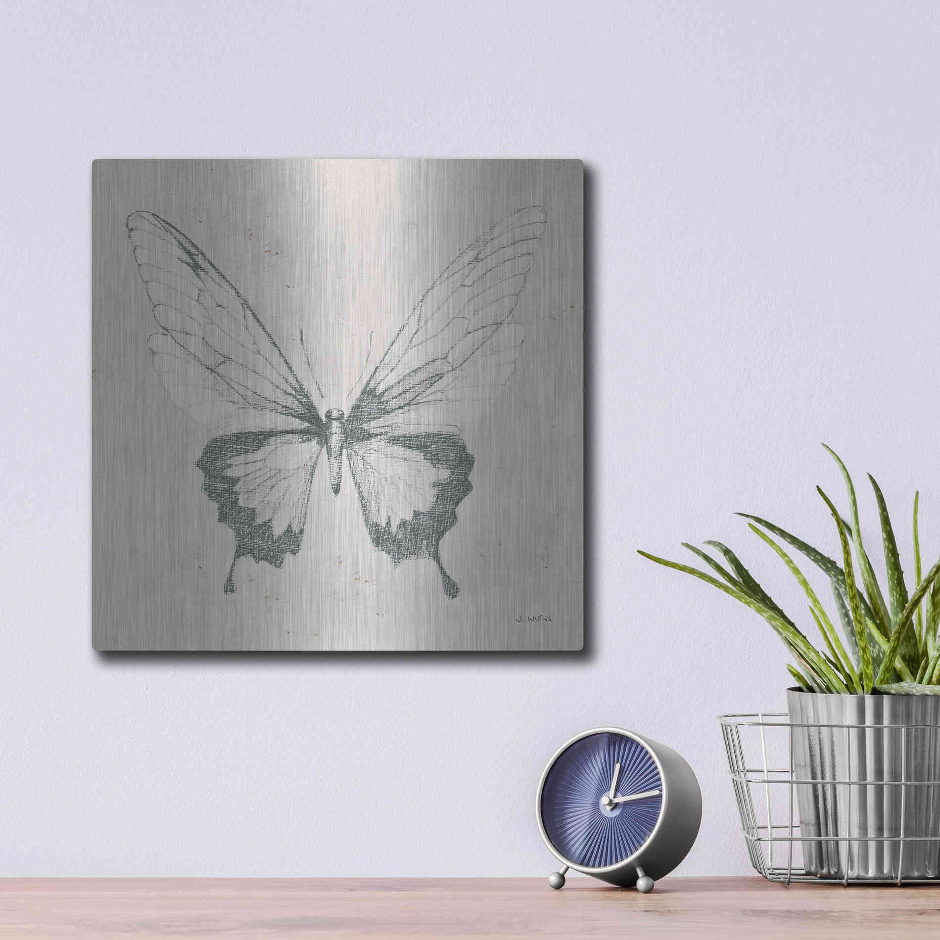 Luxe Metal Art 'Soft Summer Sketches V' by James Wiens, Metal Wall Art,12x12