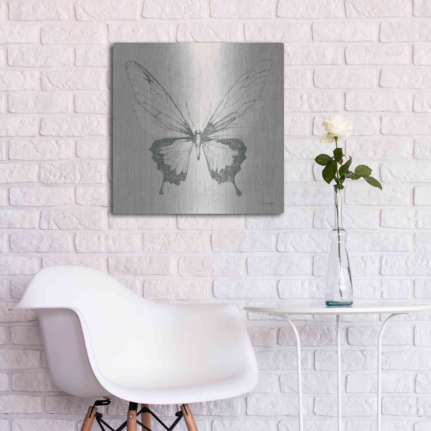 Luxe Metal Art 'Soft Summer Sketches V' by James Wiens, Metal Wall Art,24x24