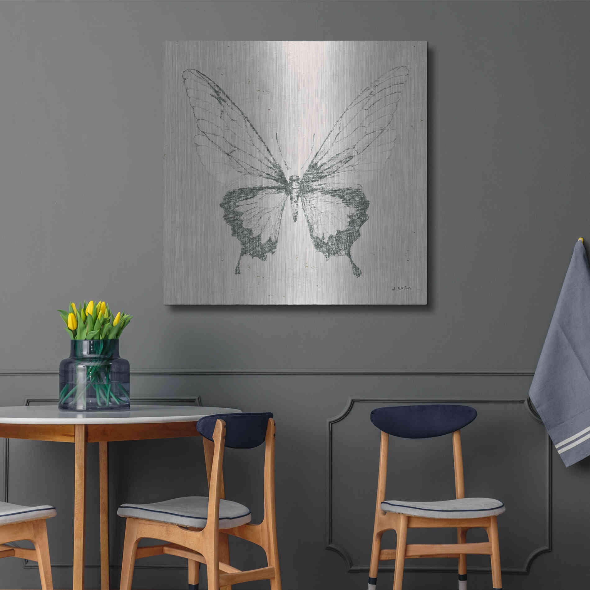 Luxe Metal Art 'Soft Summer Sketches V' by James Wiens, Metal Wall Art,36x36