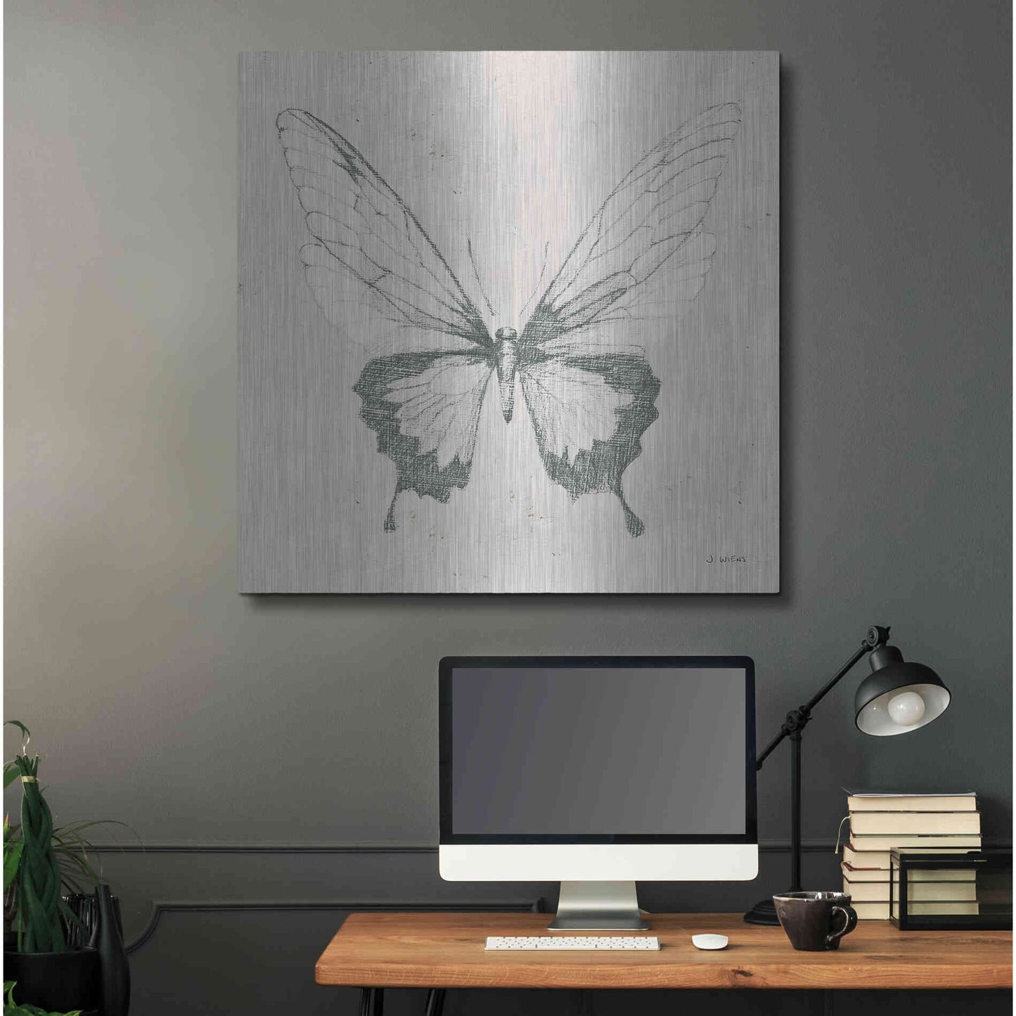 Luxe Metal Art 'Soft Summer Sketches V' by James Wiens, Metal Wall Art,36x36