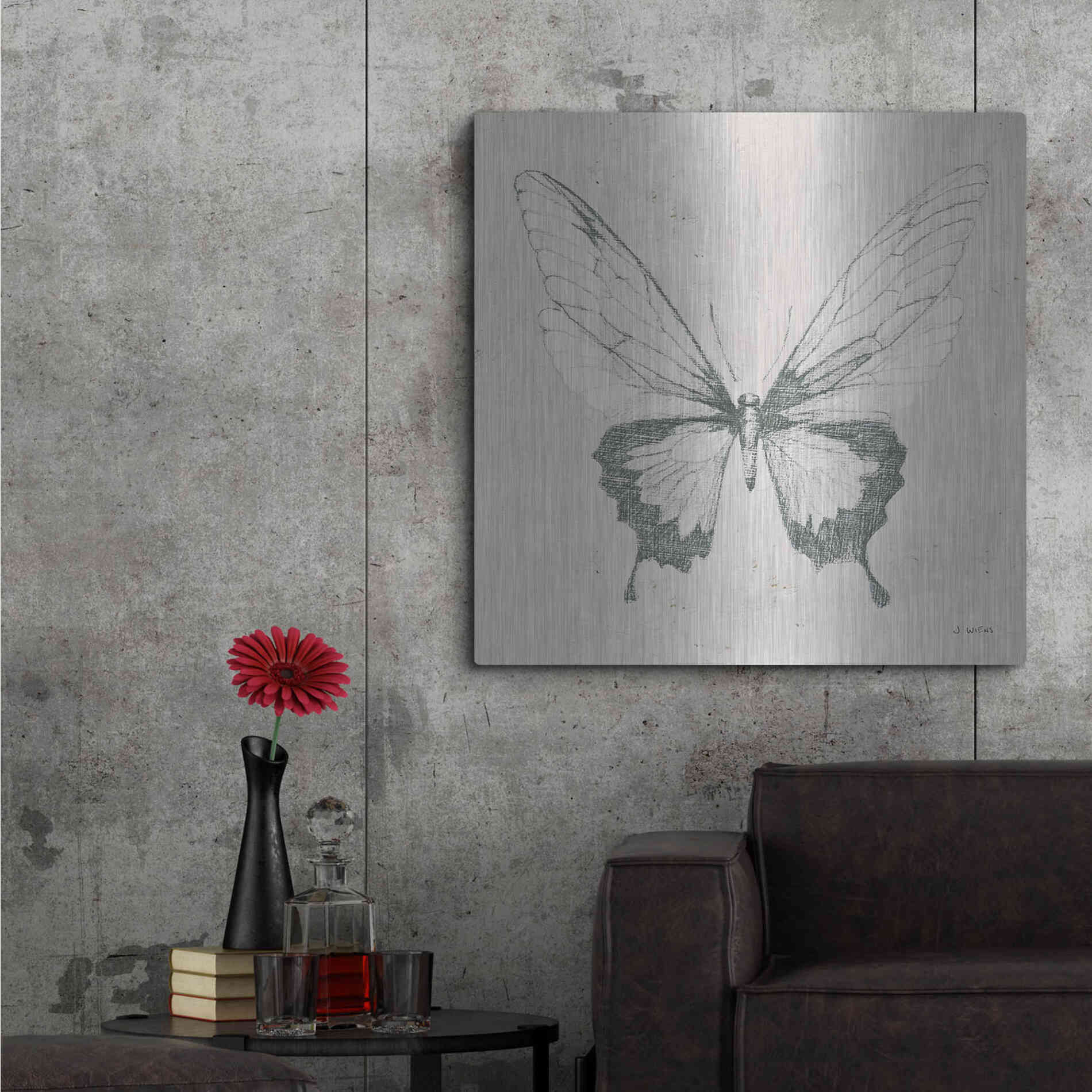 Luxe Metal Art 'Soft Summer Sketches V' by James Wiens, Metal Wall Art,36x36