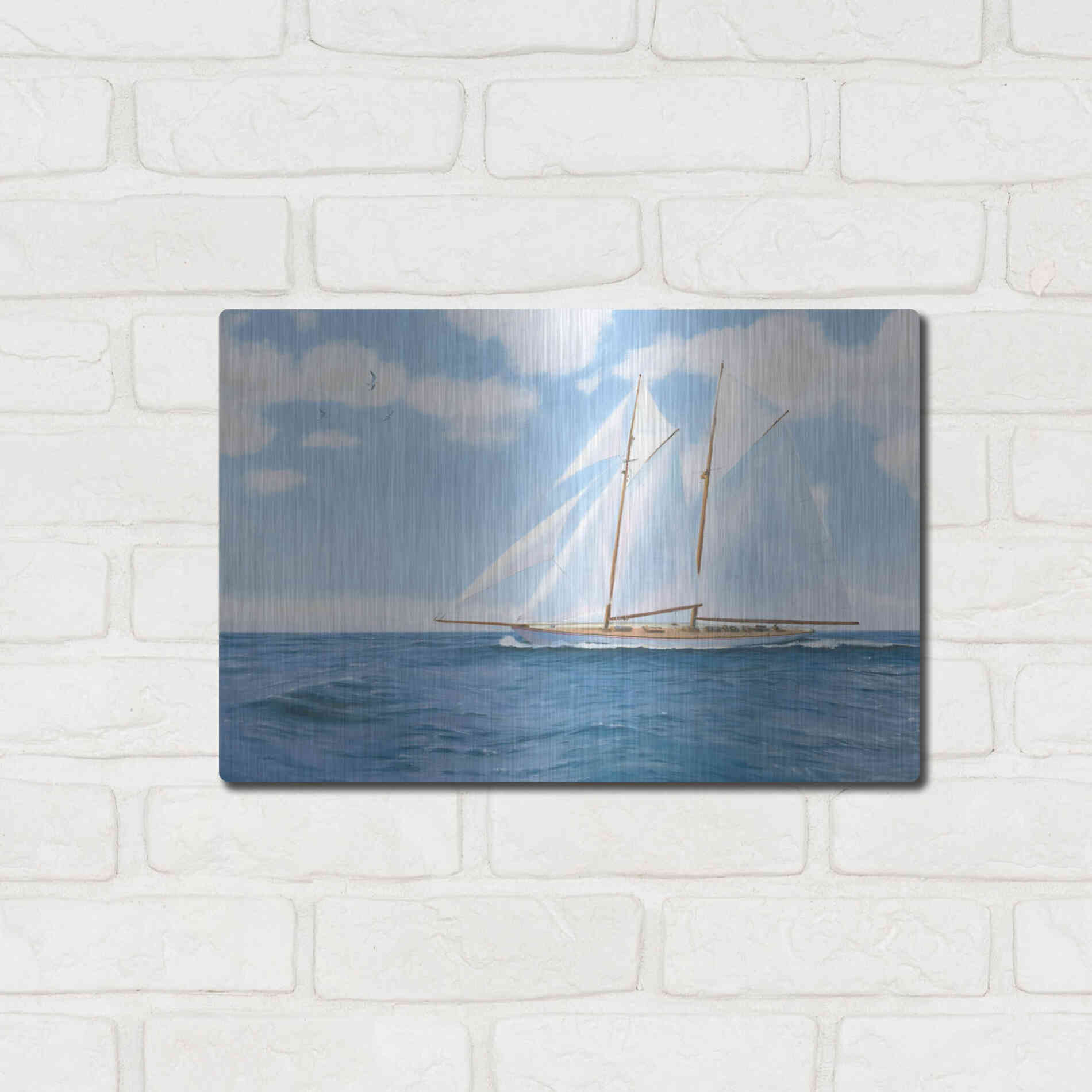 Luxe Metal Art 'Majestic Sailboat' by James Wiens, Metal Wall Art,16x12
