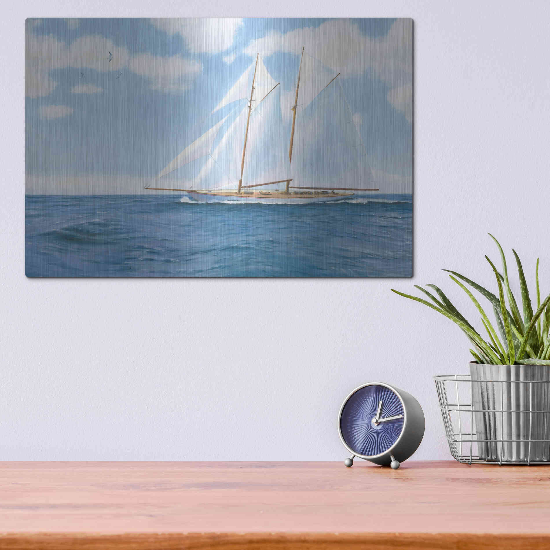 Luxe Metal Art 'Majestic Sailboat' by James Wiens, Metal Wall Art,16x12