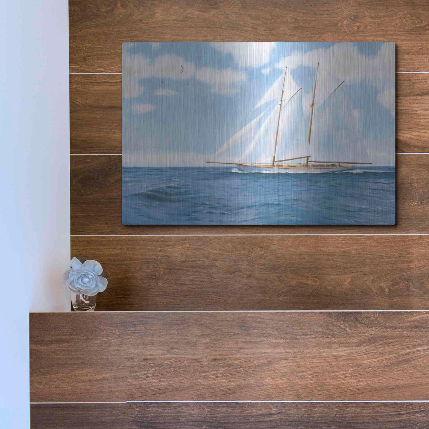 Luxe Metal Art 'Majestic Sailboat' by James Wiens, Metal Wall Art,16x12