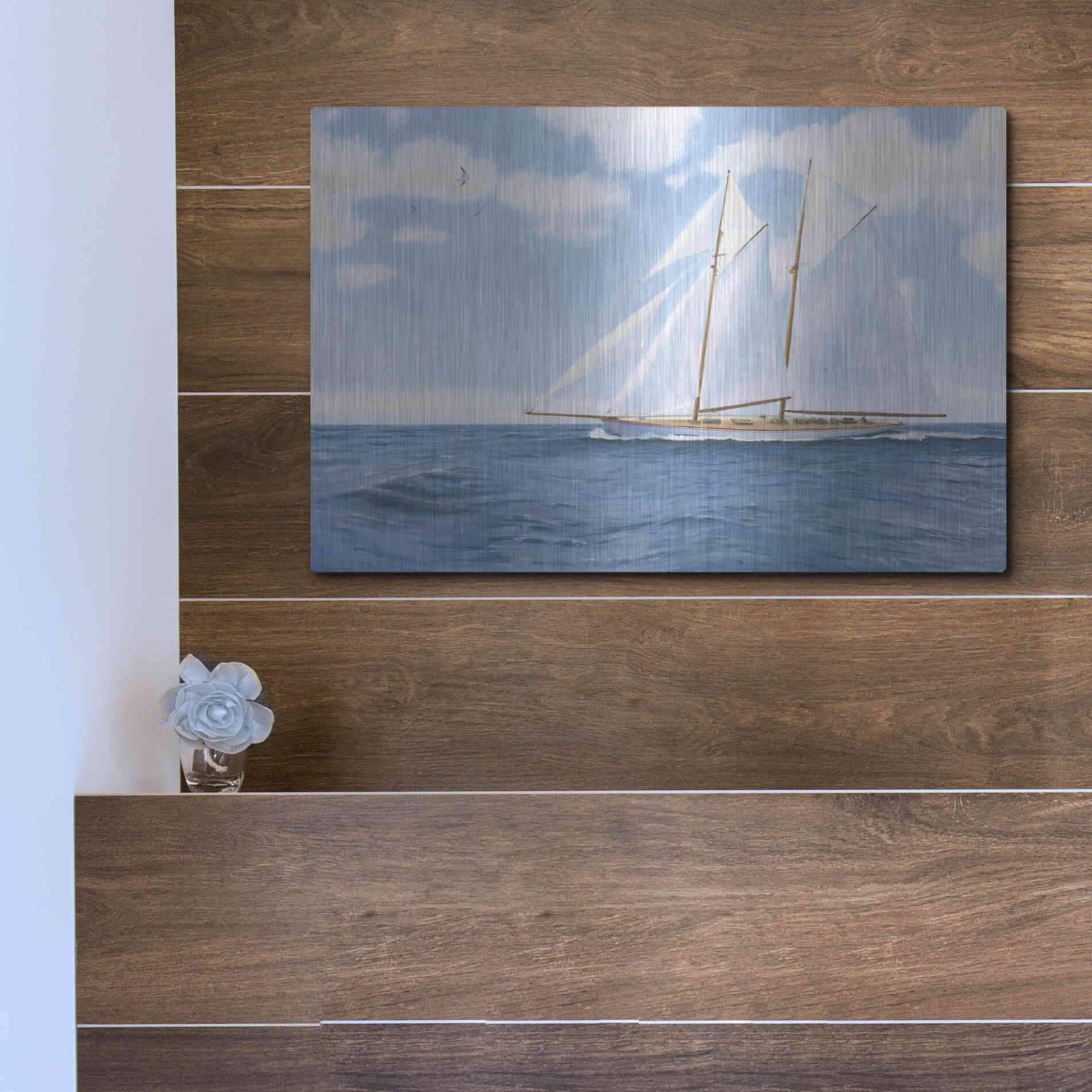 Luxe Metal Art 'Majestic Sailboat' by James Wiens, Metal Wall Art,16x12
