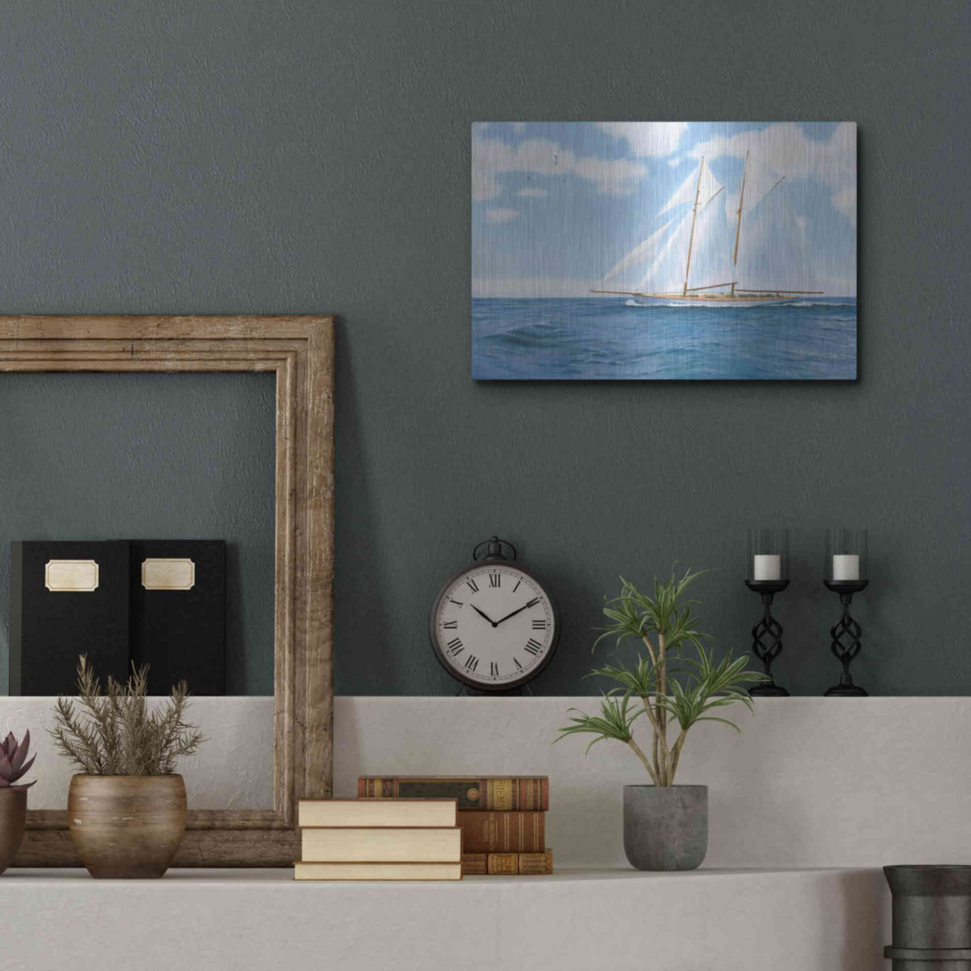 Luxe Metal Art 'Majestic Sailboat' by James Wiens, Metal Wall Art,16x12