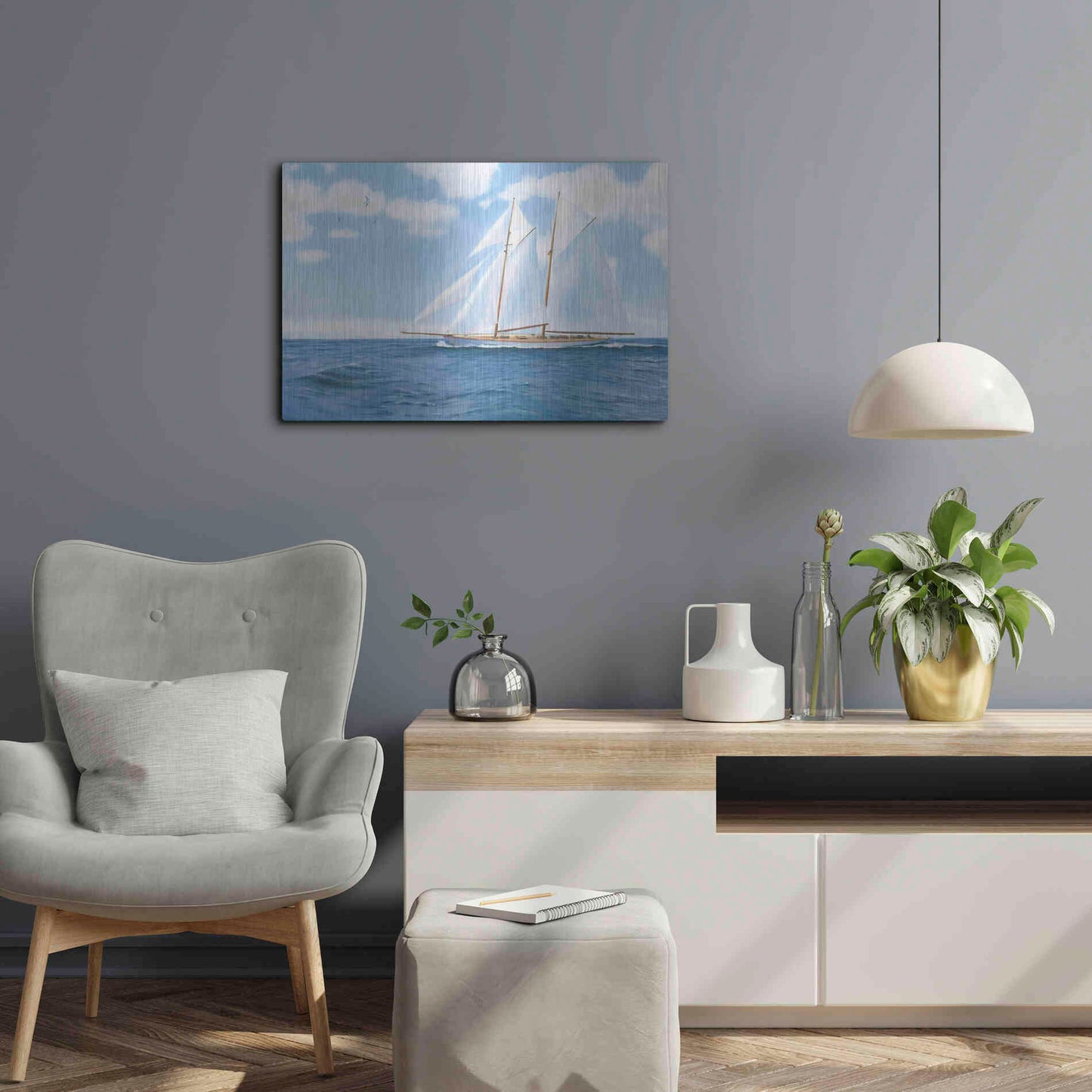 Luxe Metal Art 'Majestic Sailboat' by James Wiens, Metal Wall Art,24x16