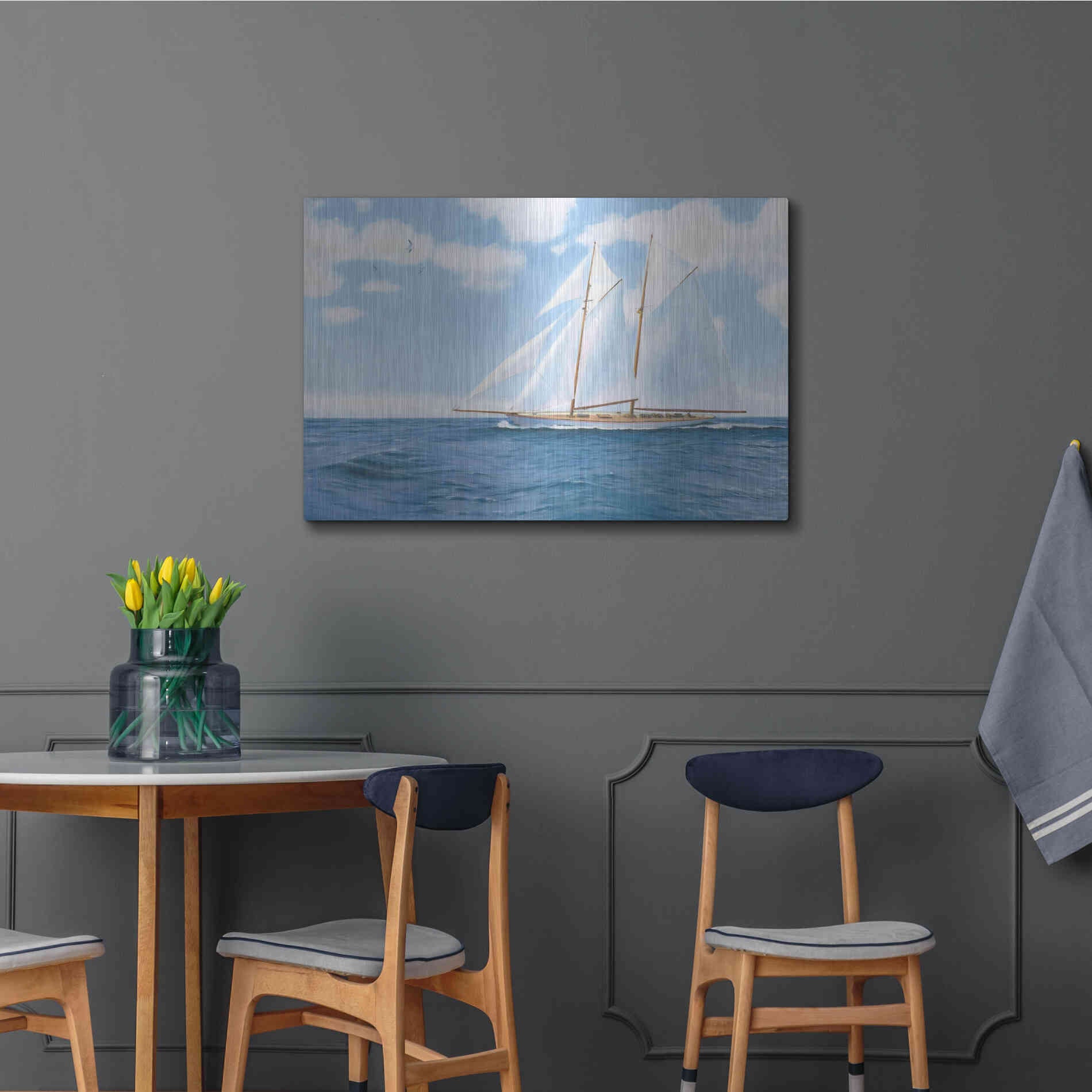 Luxe Metal Art 'Majestic Sailboat' by James Wiens, Metal Wall Art,36x24