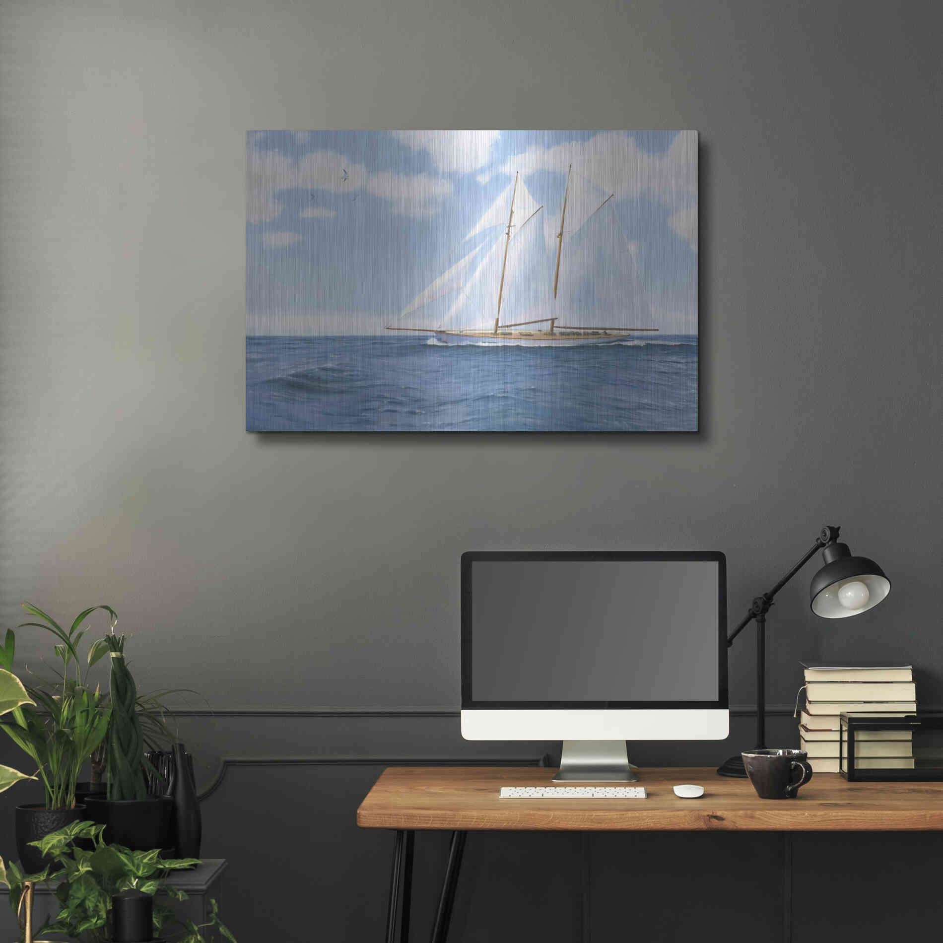 Luxe Metal Art 'Majestic Sailboat' by James Wiens, Metal Wall Art,36x24