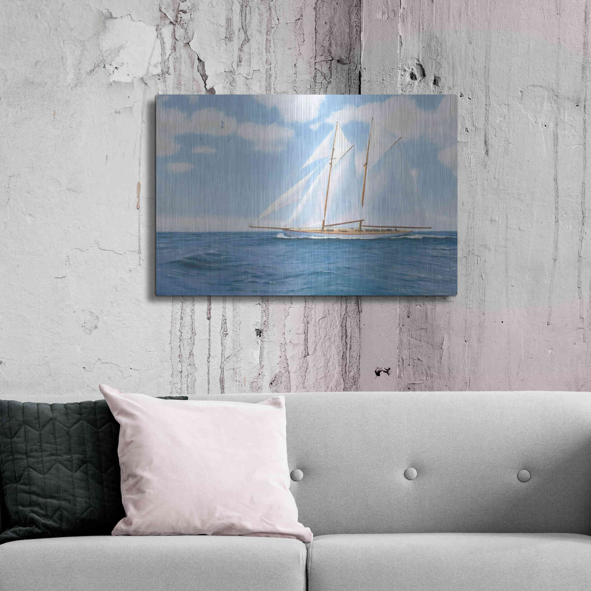 Luxe Metal Art 'Majestic Sailboat' by James Wiens, Metal Wall Art,36x24