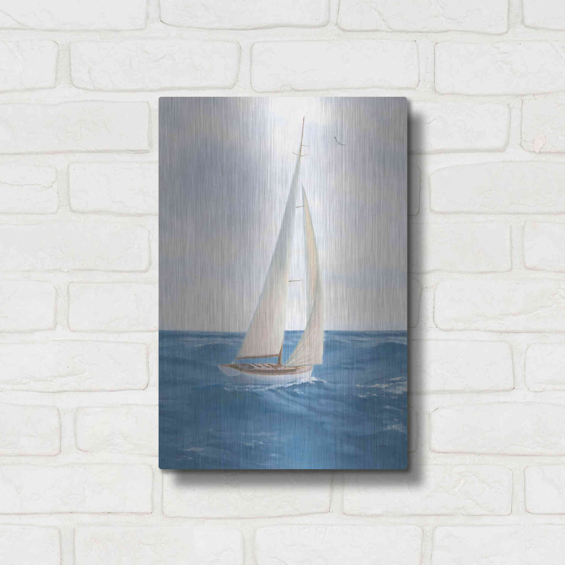 Luxe Metal Art 'A Day at Sea I' by James Wiens, Metal Wall Art,12x16