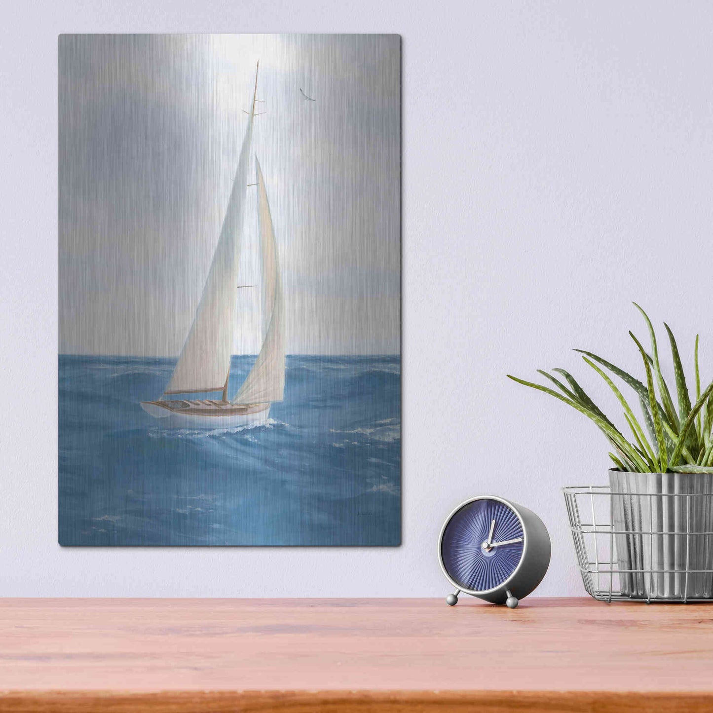 Luxe Metal Art 'A Day at Sea I' by James Wiens, Metal Wall Art,12x16
