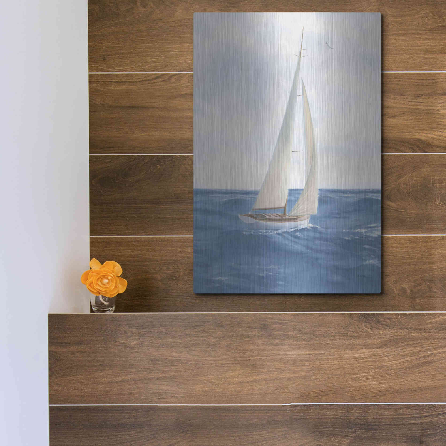 Luxe Metal Art 'A Day at Sea I' by James Wiens, Metal Wall Art,12x16