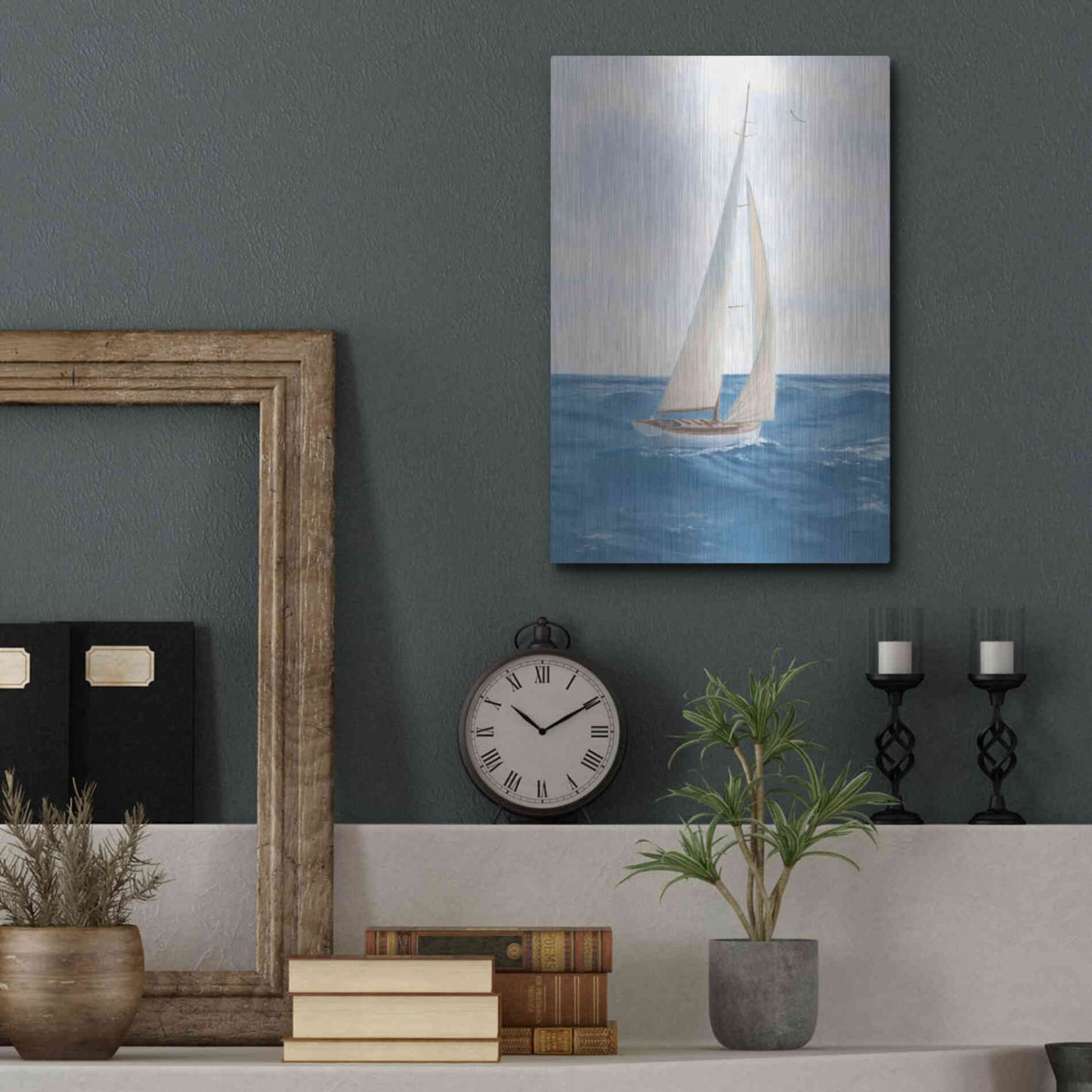 Luxe Metal Art 'A Day at Sea I' by James Wiens, Metal Wall Art,12x16