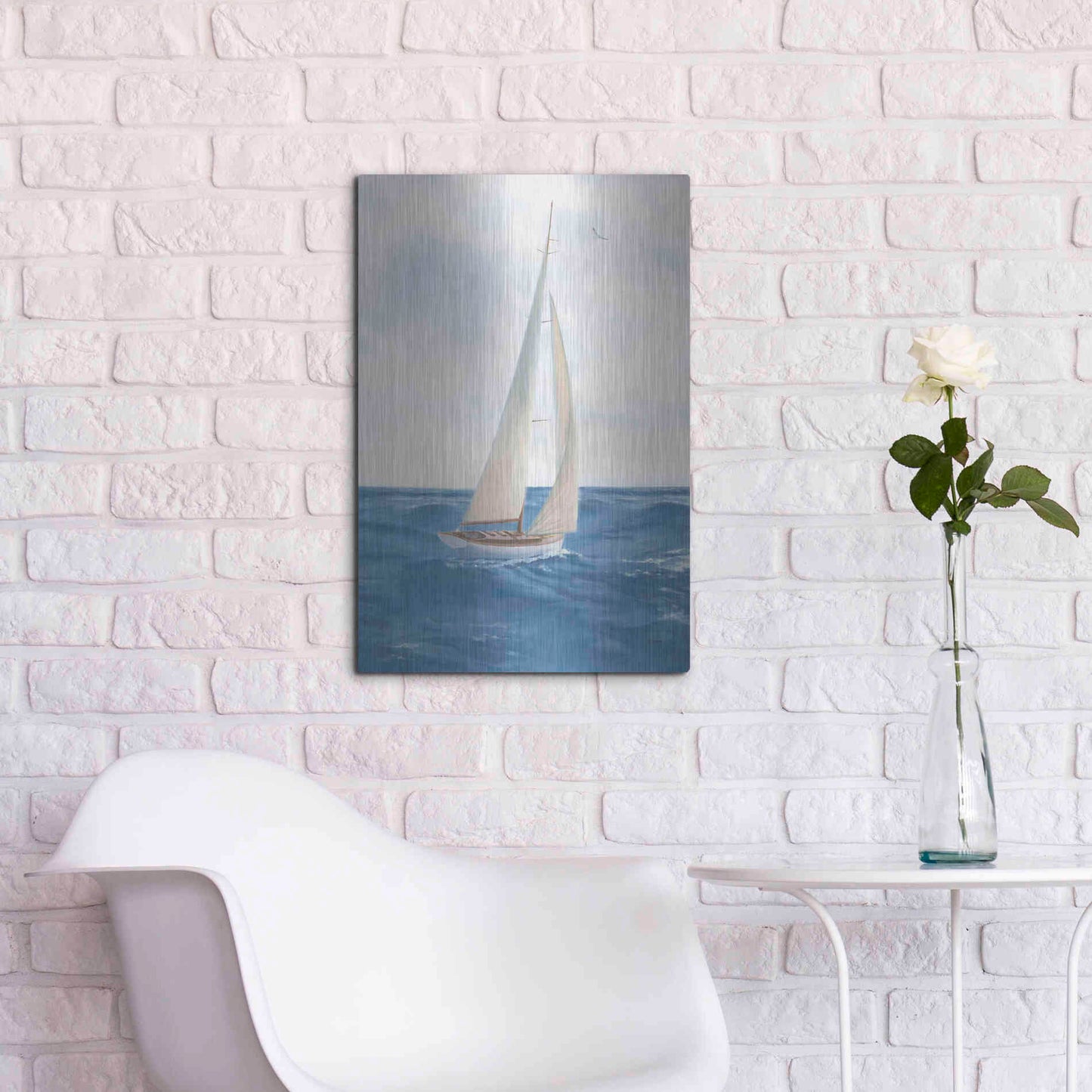 Luxe Metal Art 'A Day at Sea I' by James Wiens, Metal Wall Art,16x24