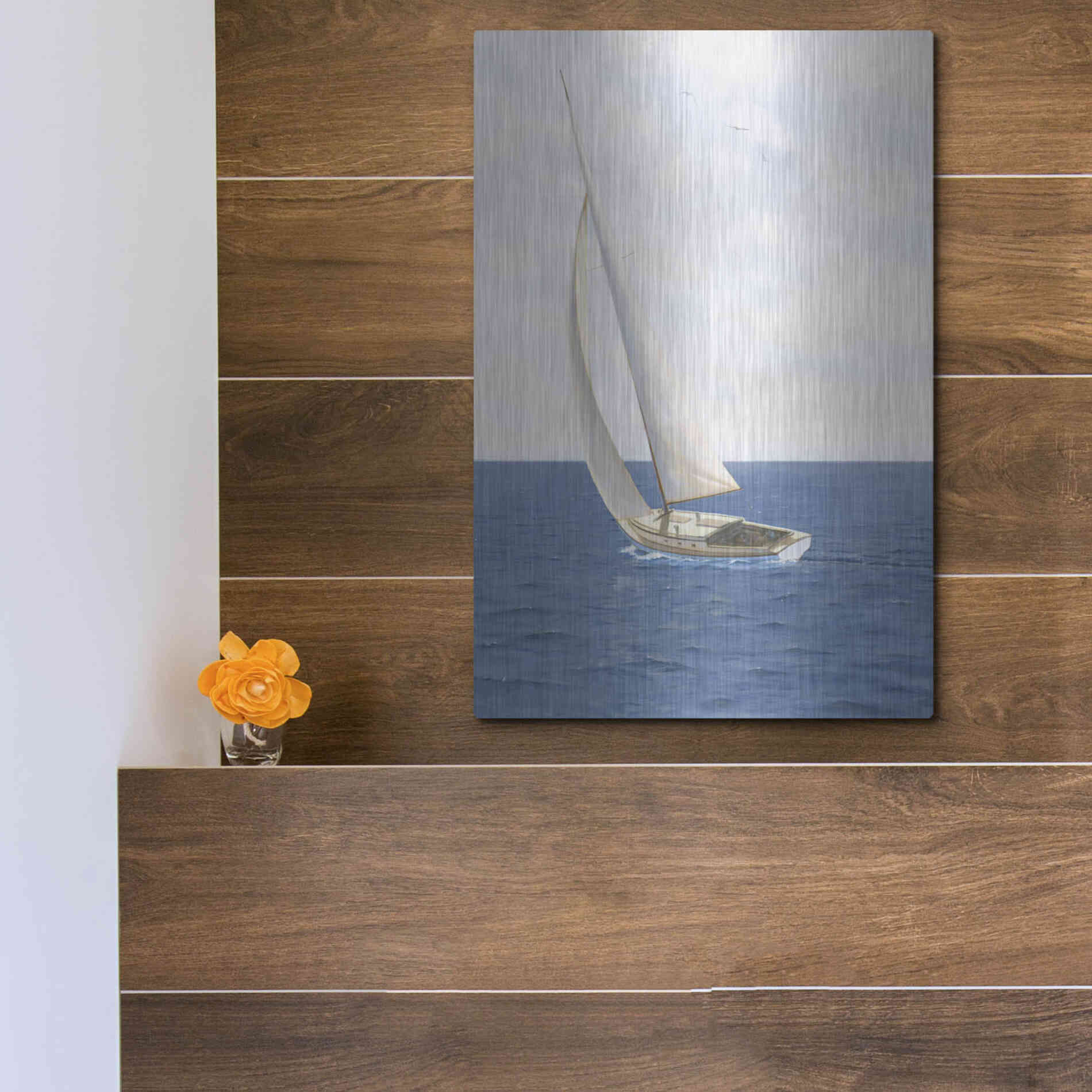 Luxe Metal Art 'A Day at Sea II' by James Wiens, Metal Wall Art,12x16