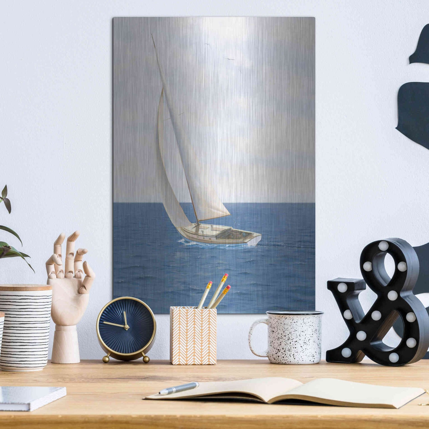 Luxe Metal Art 'A Day at Sea II' by James Wiens, Metal Wall Art,12x16