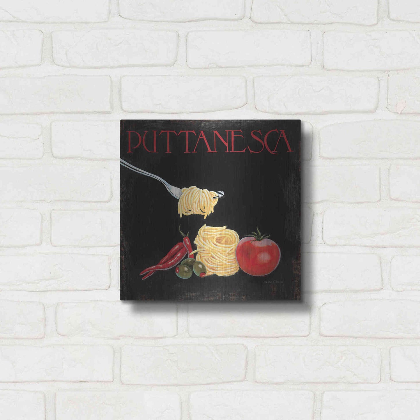 Luxe Metal Art 'Italian Cuisine I' by Marco Fabiano, Metal Wall Art,12x12