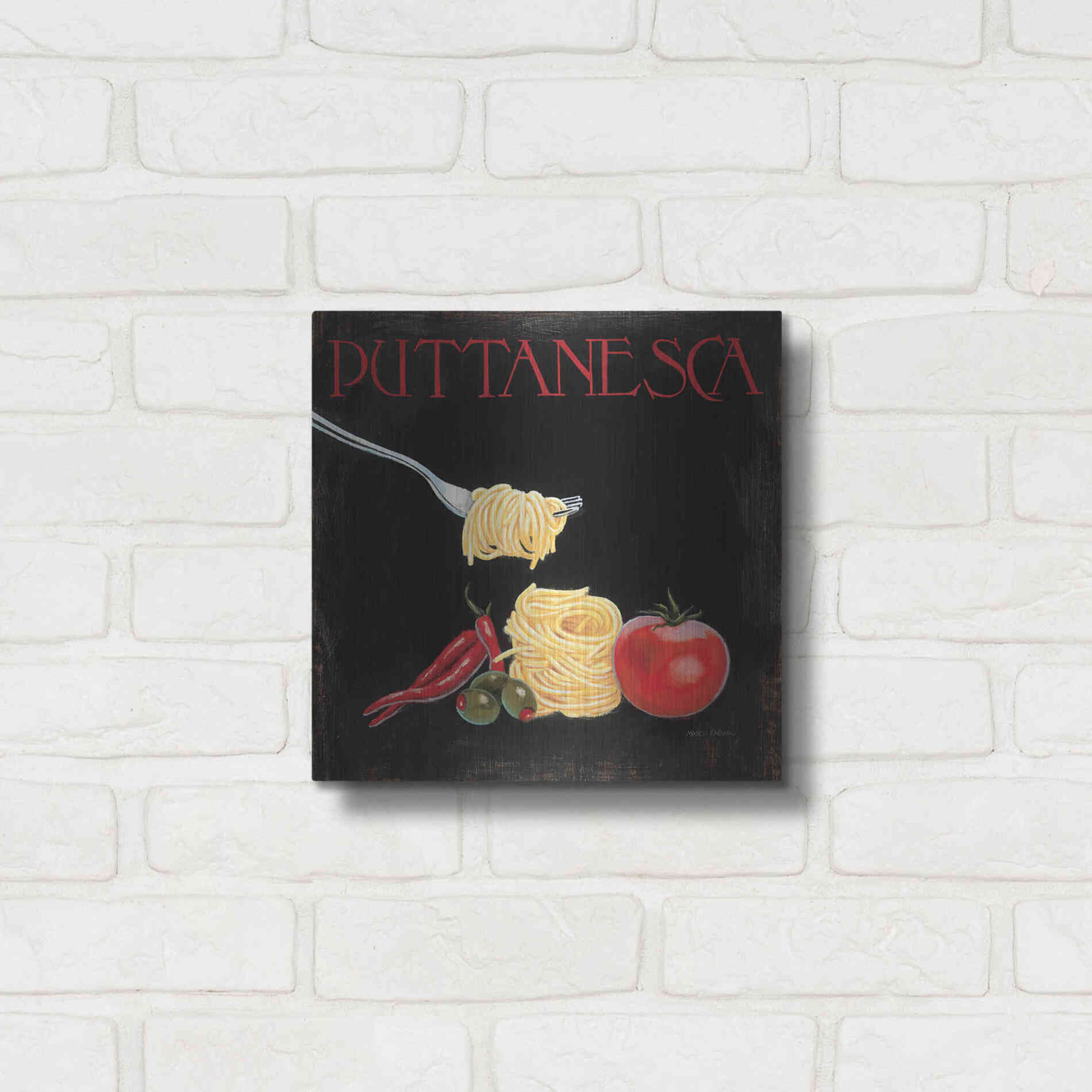 Luxe Metal Art 'Italian Cuisine I' by Marco Fabiano, Metal Wall Art,12x12