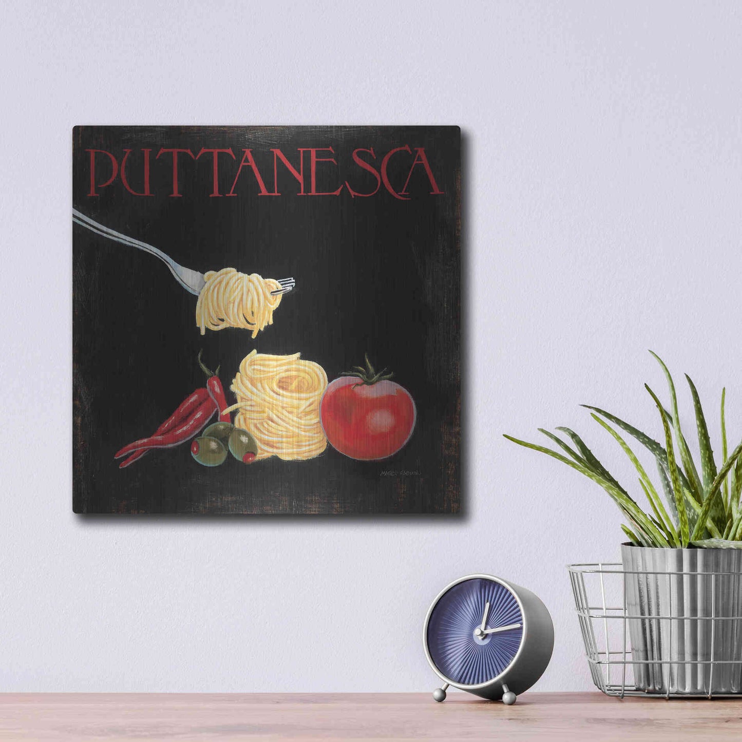 Luxe Metal Art 'Italian Cuisine I' by Marco Fabiano, Metal Wall Art,12x12