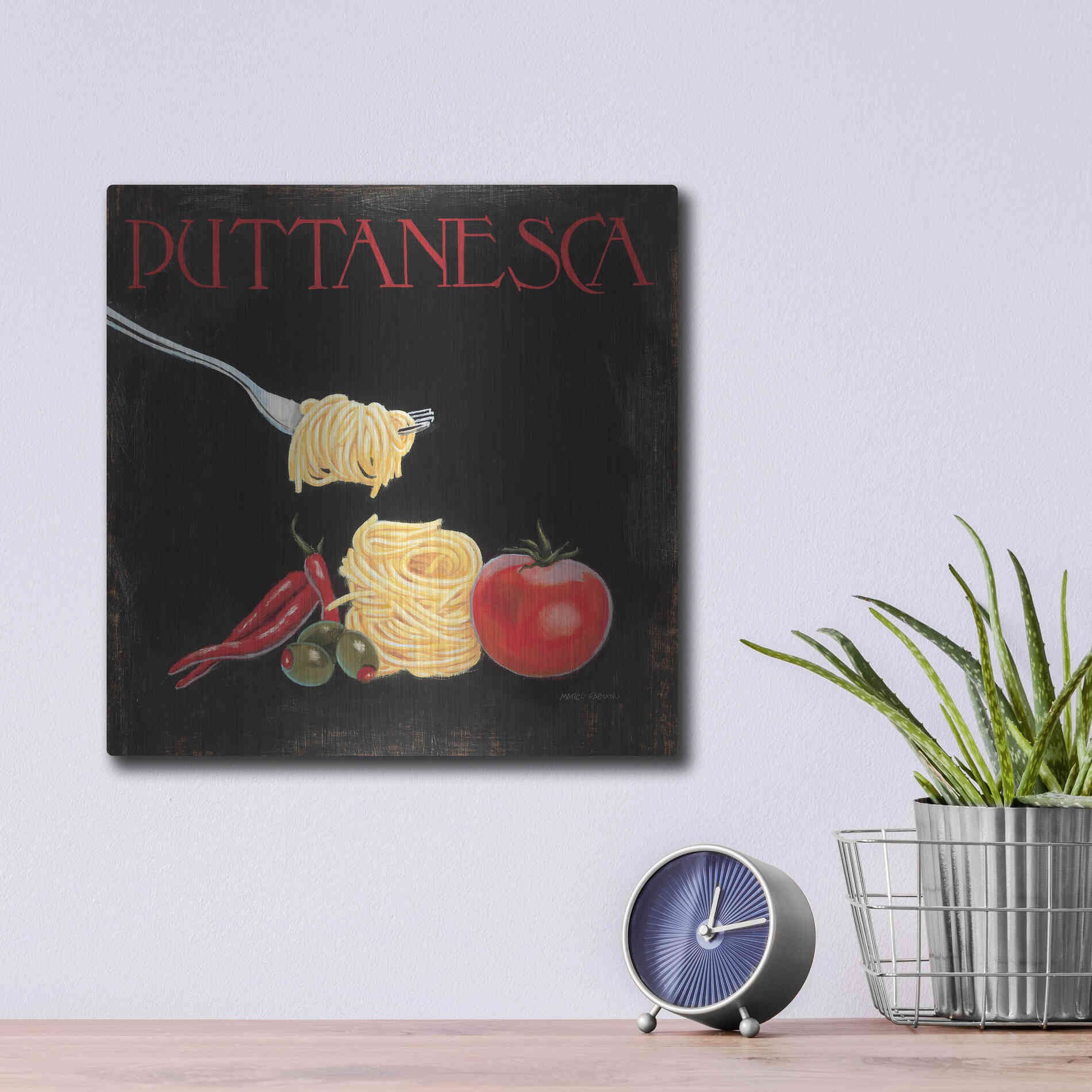 Luxe Metal Art 'Italian Cuisine I' by Marco Fabiano, Metal Wall Art,12x12